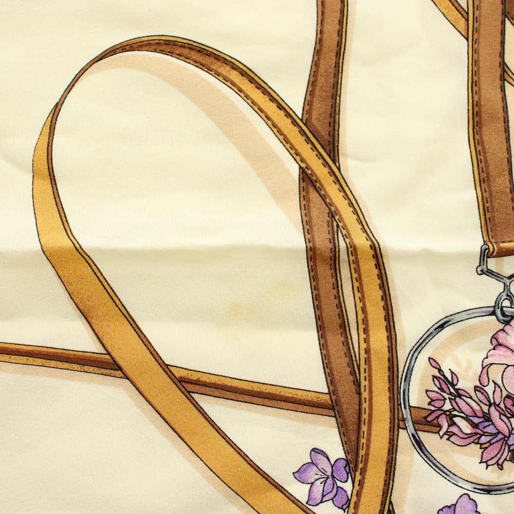 セリーヌ CELINE スカーフ 大判 絹 シルク 総柄 ロゴ ベージュ 紺