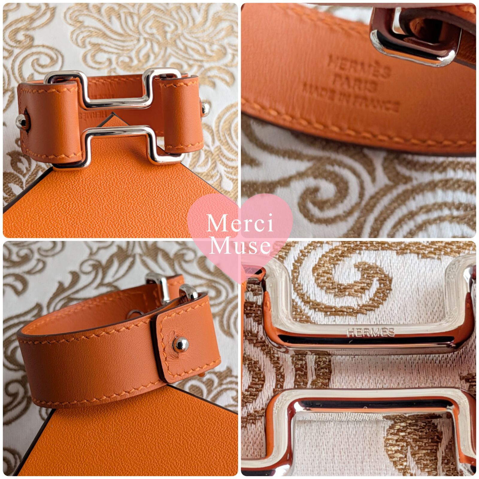 ❤お得なお品❤ナイトブレスレット オレンジxシルバー金具 エルメス