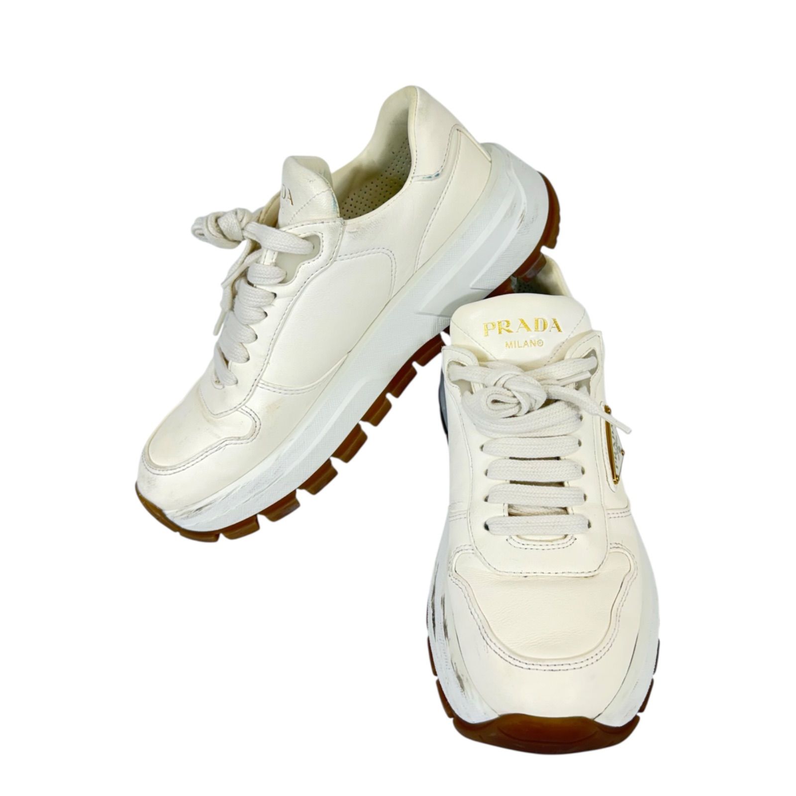 人気 現行モデル・美品】PRADA プラダ レザー Prax 01 レザー レース