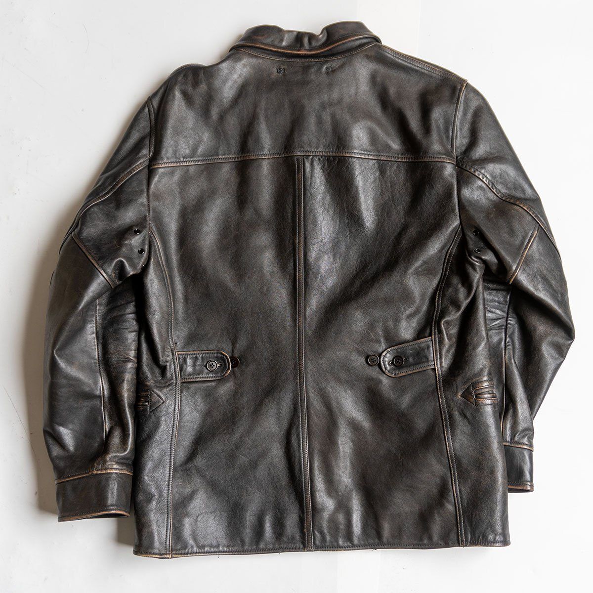 ★羊革★ Papas カーコート シングル 裏地カシミヤ混合 日本製 Lサイズ SHIPS（シップス） ブルゾン アウター BENCH MARKING SHIRT: 合成皮革