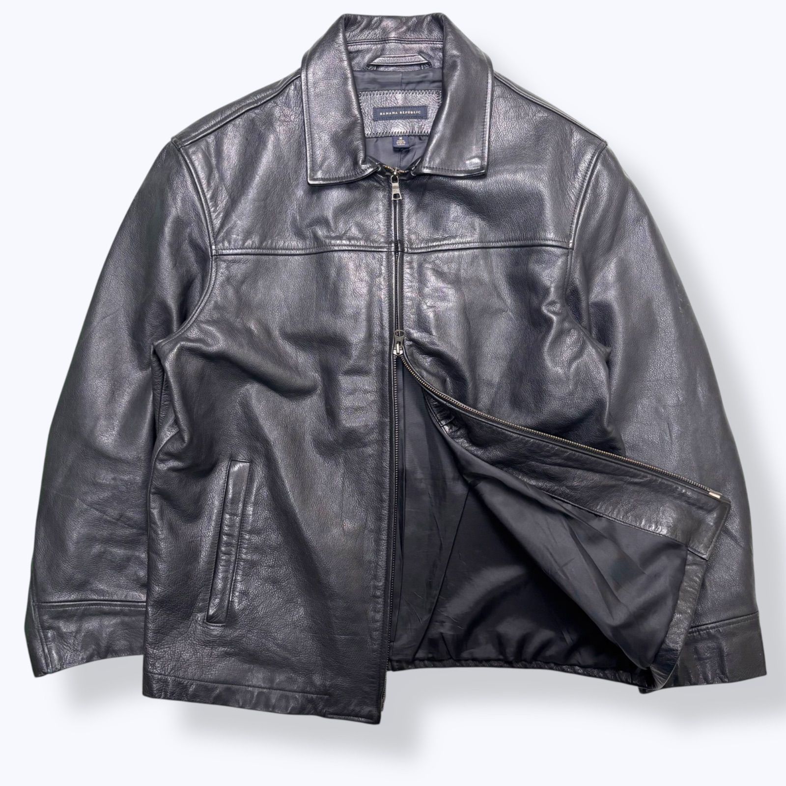 2000s BANANA REPUBLIC Double Zip Leather Jacket 【M】 2000年代