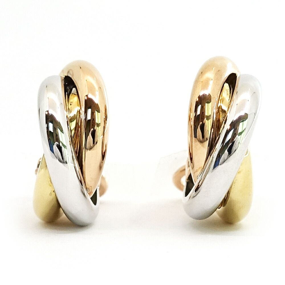 栄】カルティエ K18PG WG YG トリニティ ピアス クラシックモデル 750