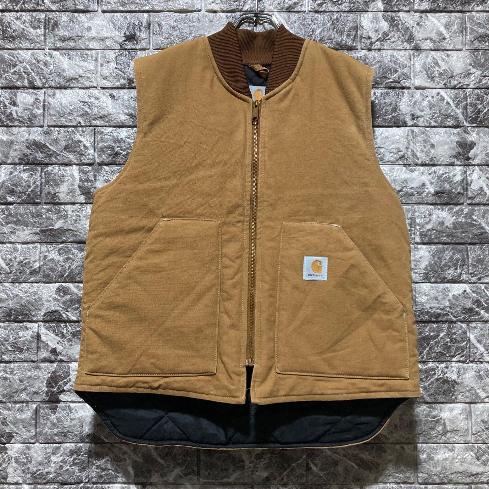 CARHARTT ダックベスト L USA製 腰ゴム カーハート DUCK VEST ブラウン