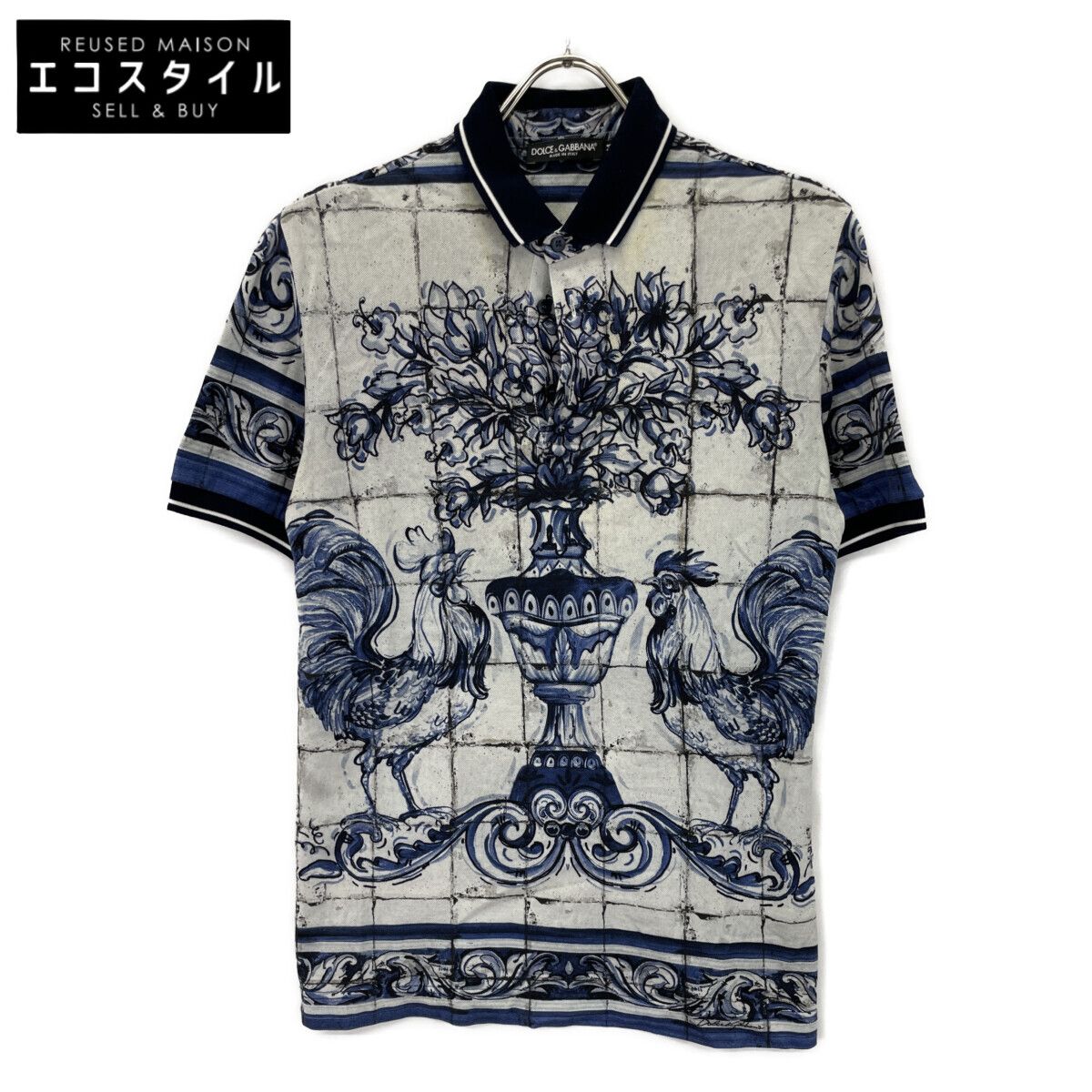 DOLCE &GABBANA ドルガバ 半袖ポロ レザープレート ドルチェアンド