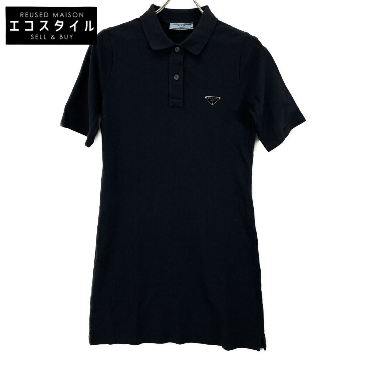 PRADA プラダ 23年 ﾈｲﾋﾞｰ ﾄﾗｲｱﾝｸﾞﾙﾛｺﾞ ﾜﾝﾋﾟｰｽ 42 - メルカリ