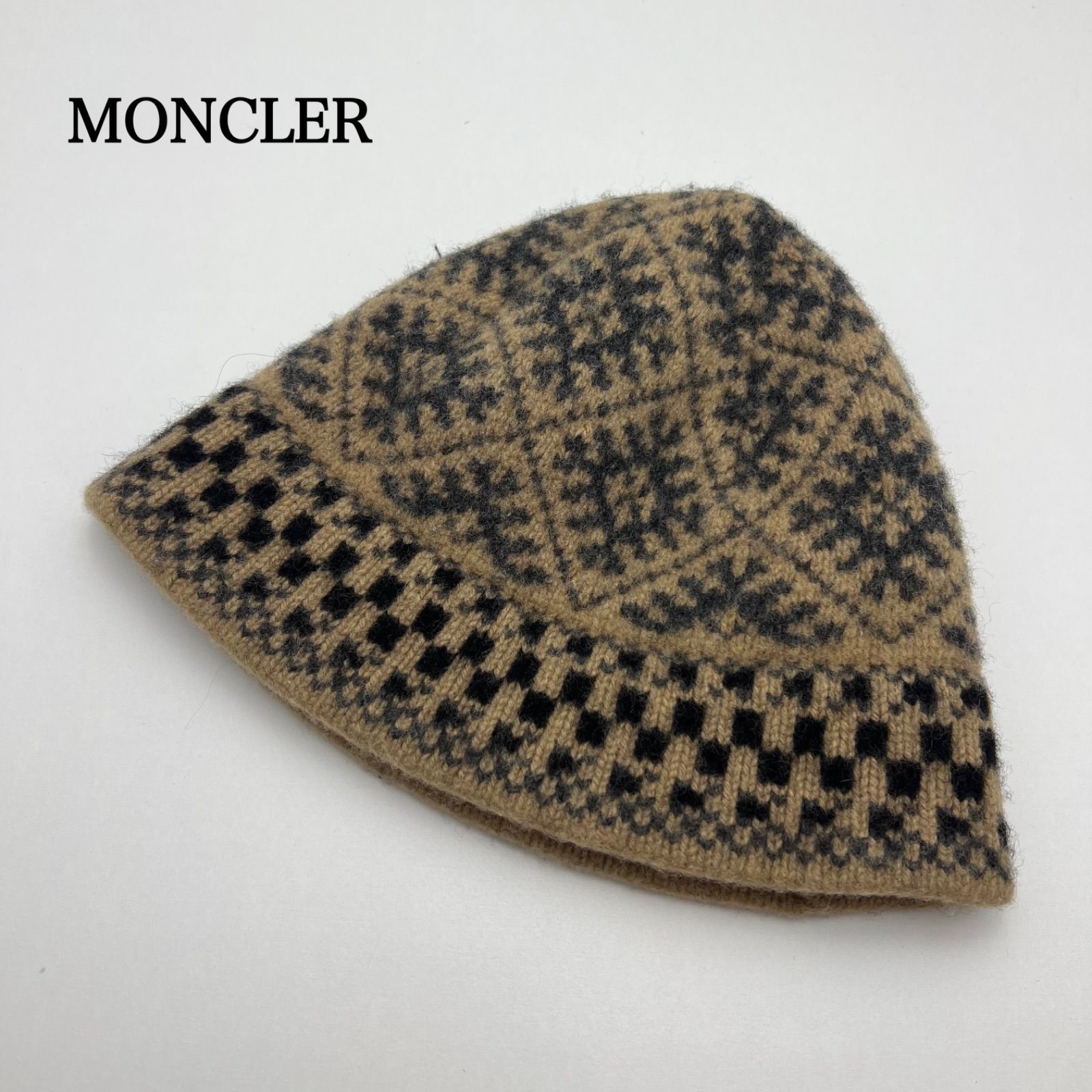 MONCLER 00s y2k archive WOOL knit cap free モンクレール 総柄
