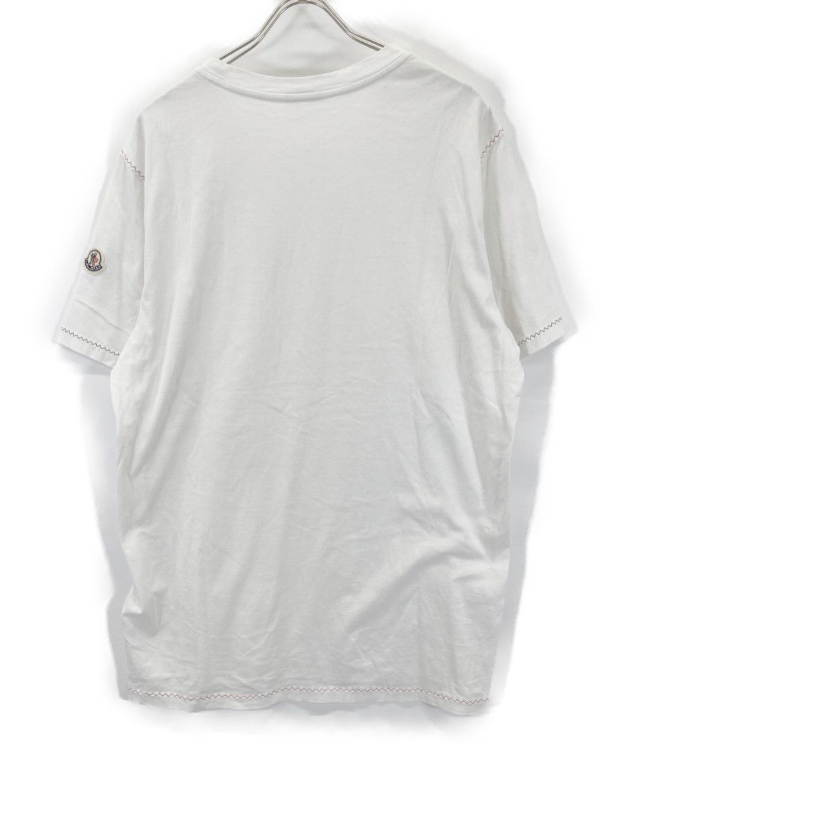 MONCLER モンクレール 22SS ﾎﾜｲﾄ SS TSHIRT ﾄﾘｺﾛｰﾙｽﾃｯﾁﾃﾞｻﾞｲﾝTｼｬﾂ L 
