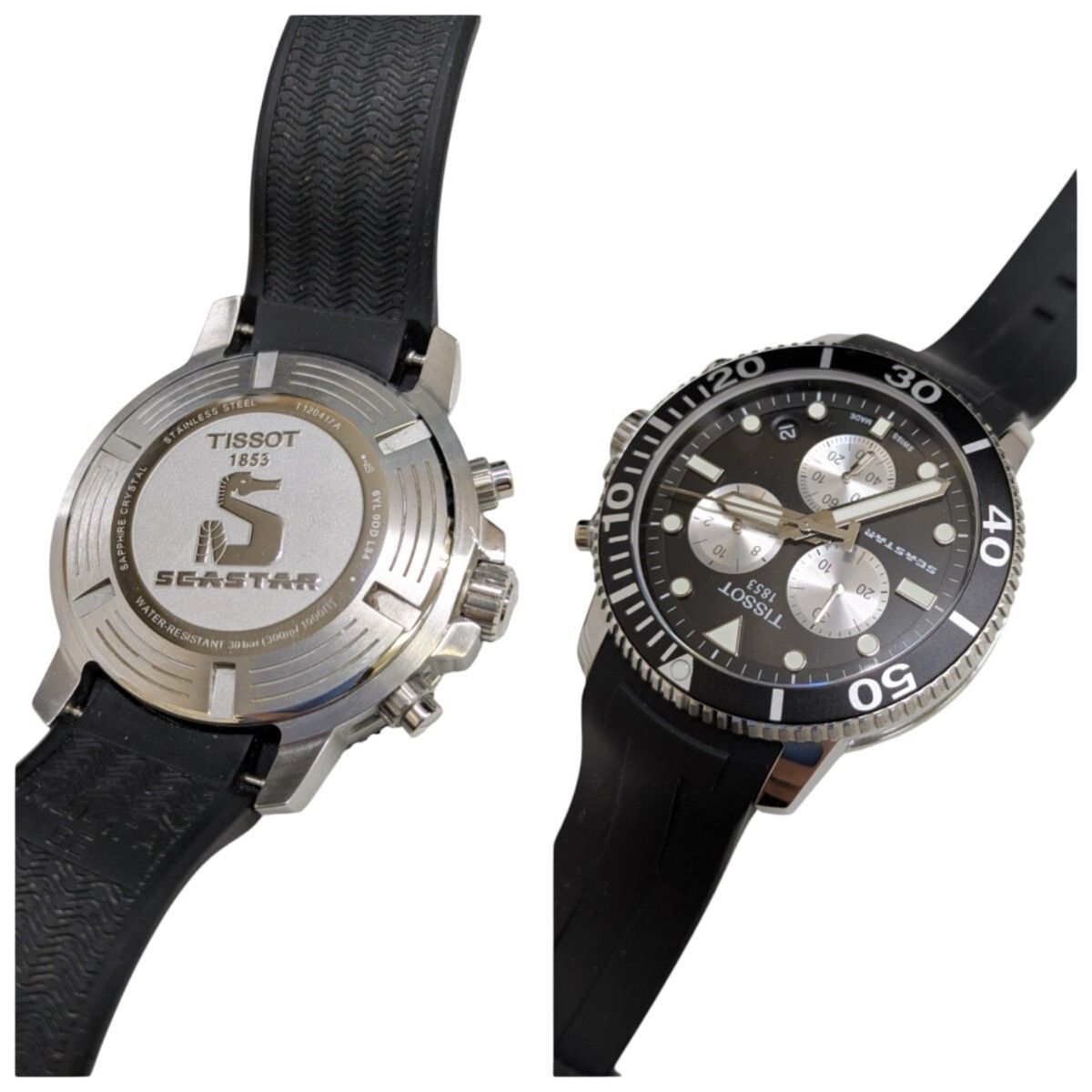 TISSOT ティソ シースター 1000 腕時計 T120417A クロノグラフ ラバー