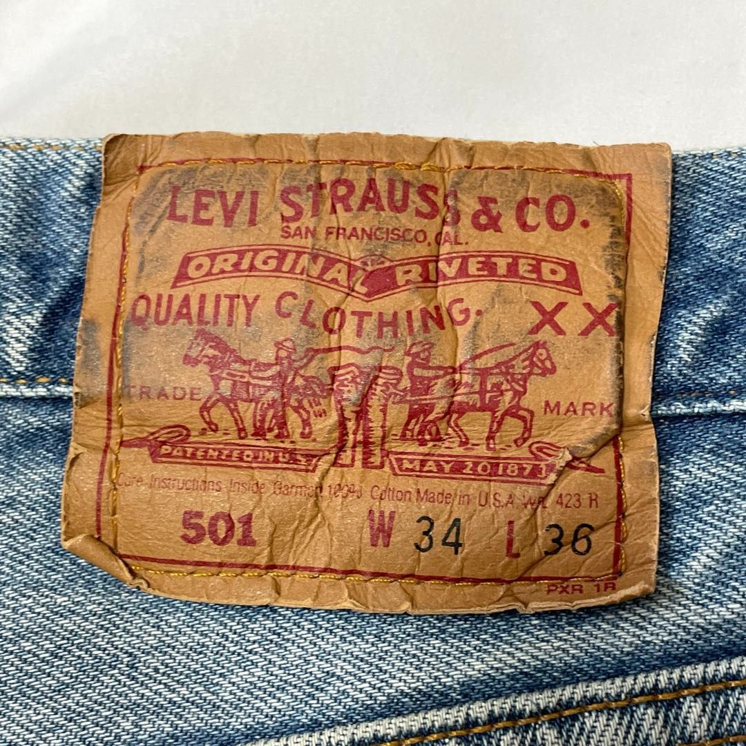 ★激レア縦落ち！90s Levi'sリーバイスビンテージ501赤タブRのみW34 リーバイス 501-0000 W34（実寸約83cm） 米国製/USA製 1993年製 90年代