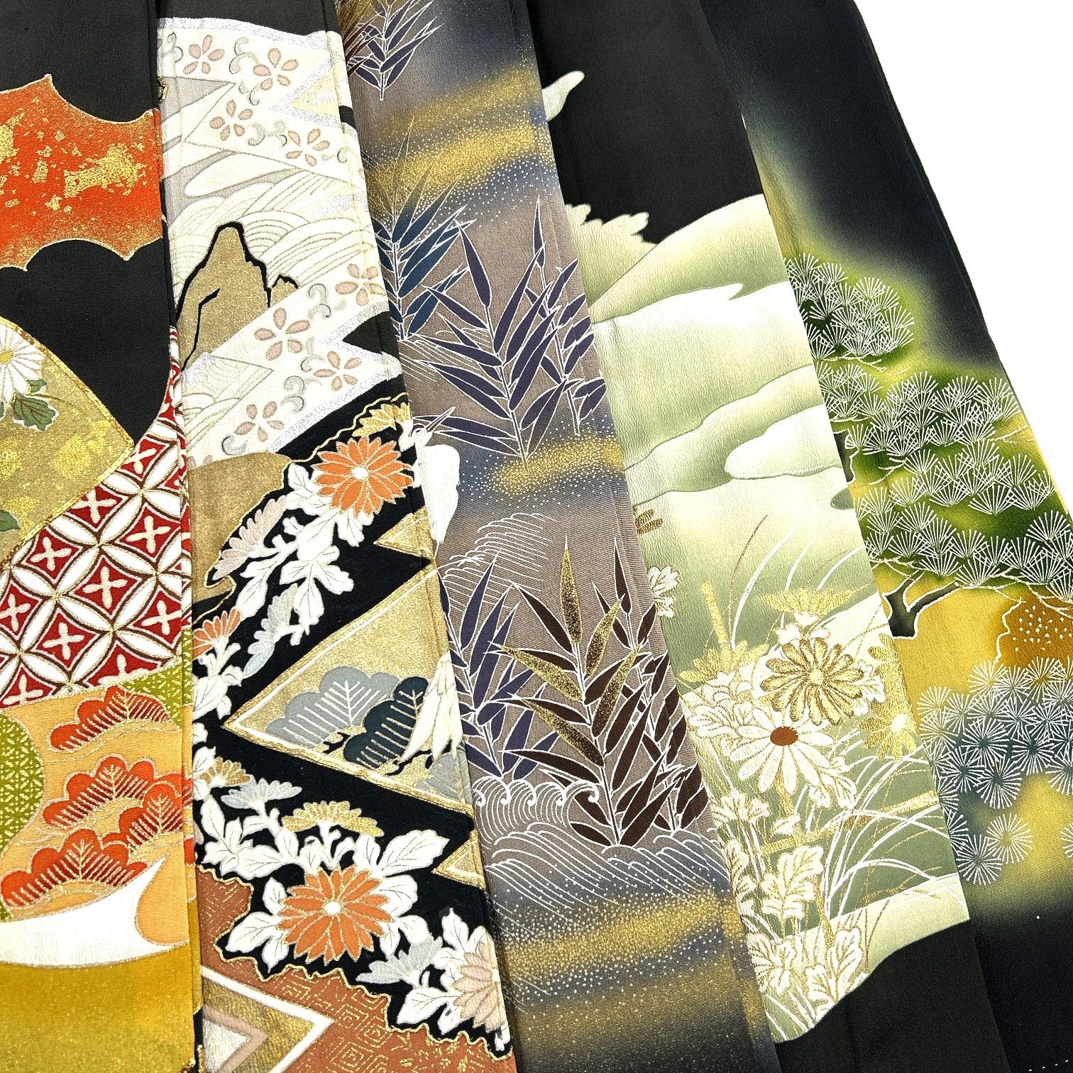 黒留袖 5枚 正絹 着物まとめ売り 同梱購入歓迎 リメイク用 着付け練習