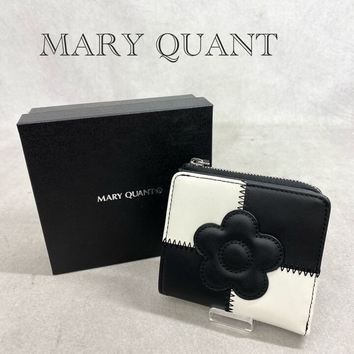 未使用 MARY QUANT パッチワーク ウォレット 二つ折り 財布 ブラック