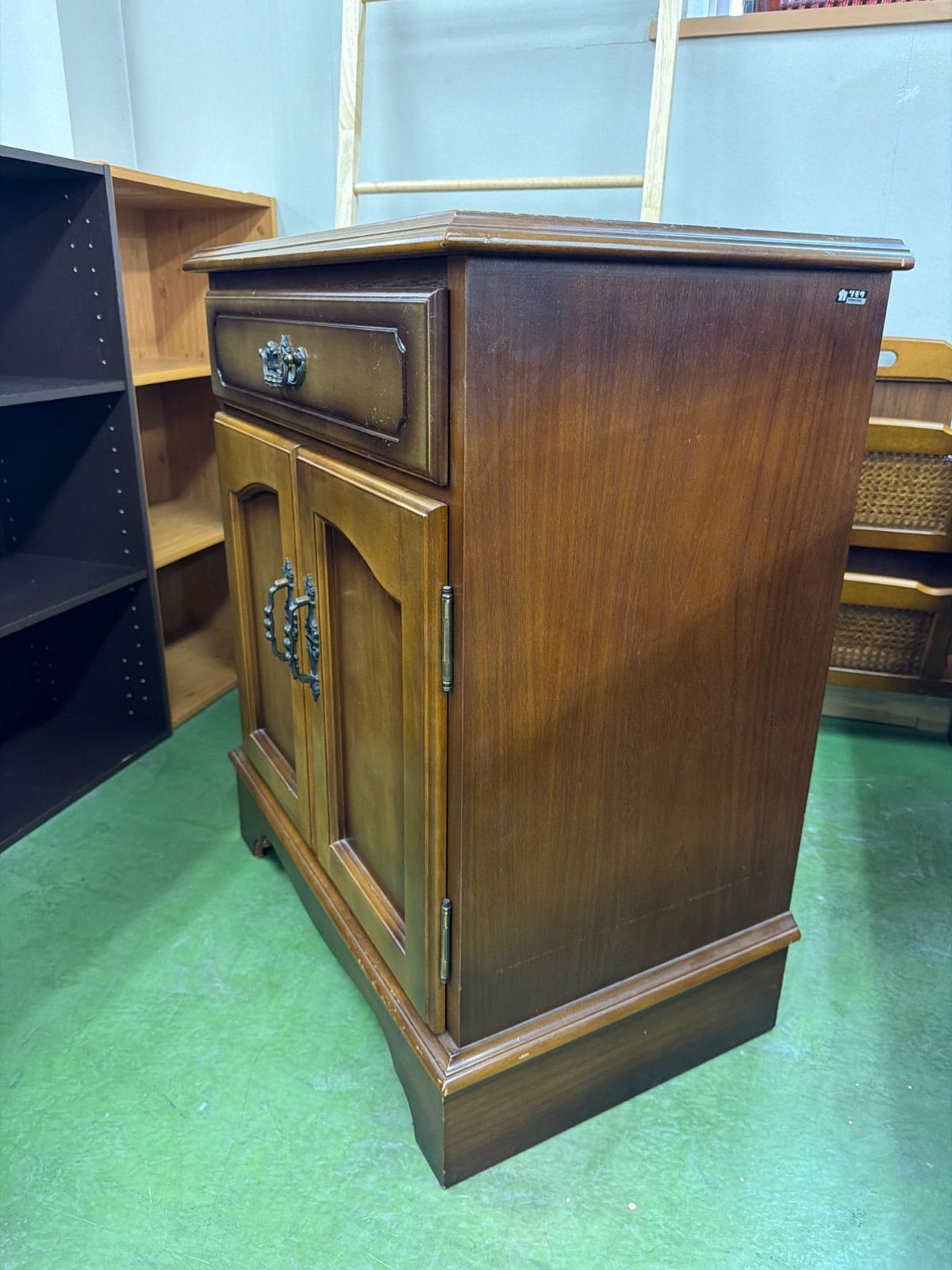 オールドカリモク 収納家具 コンソール 花瓶置き 電話台 引き出し 木製