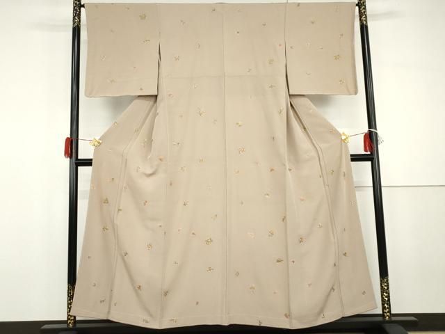 平和屋着物●上質な小紋　総刺繍　花丸文　金糸　銀座おゝぎ屋扱い　正絹　逸品　未使用　AABG7997cs 平和屋着物○上質な小紋 総刺繍 花唐草丸文 金糸 正絹 逸品 CABA6208yc