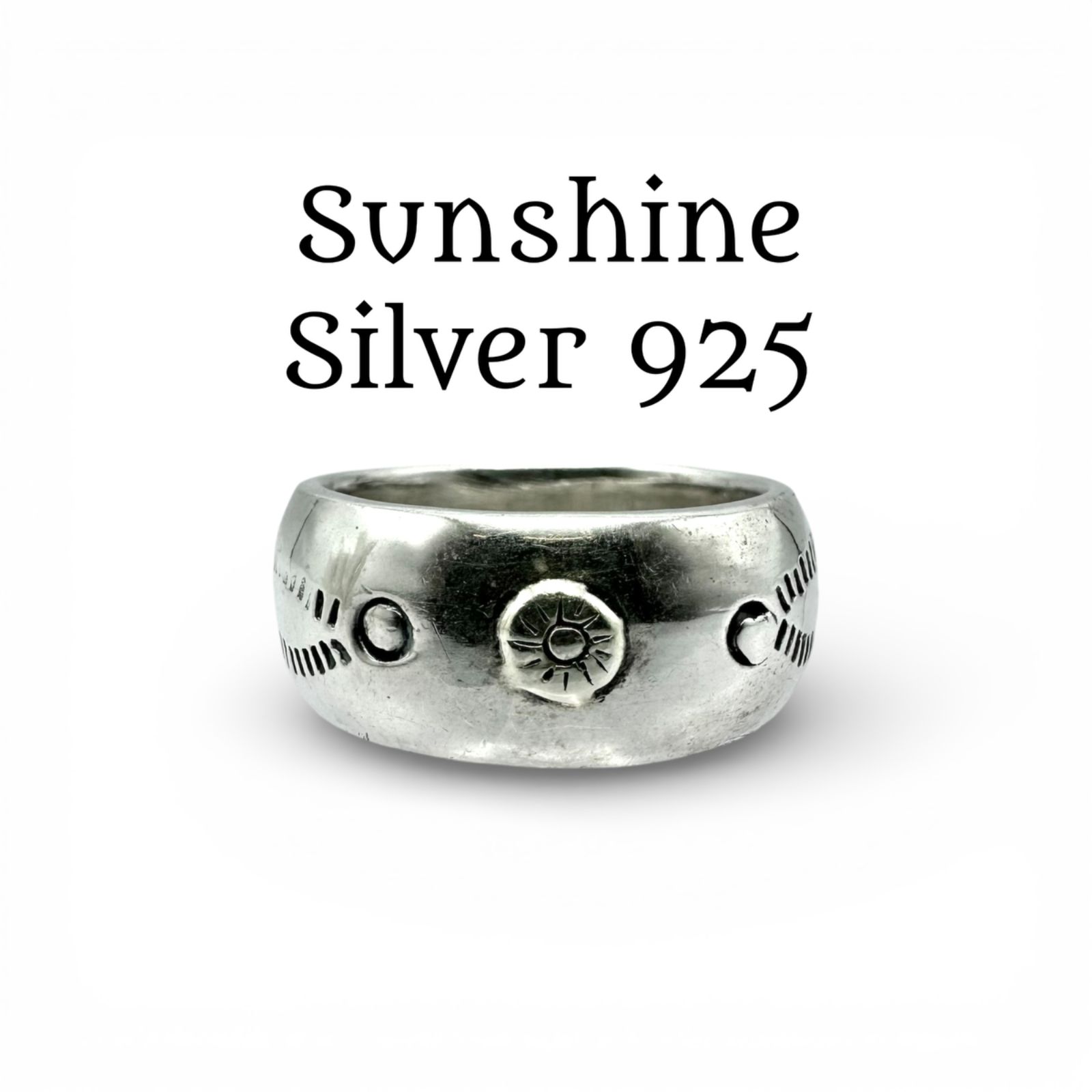 伝統の意匠】太陽 スタンプワーク ナバホ族モチーフ Navajo Silver 925 