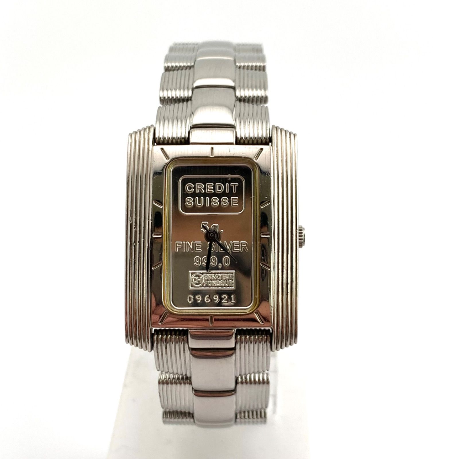 中古】CREDIT SUISSE 999,0 FINE SILVER クォーツ腕時計 シルバー 