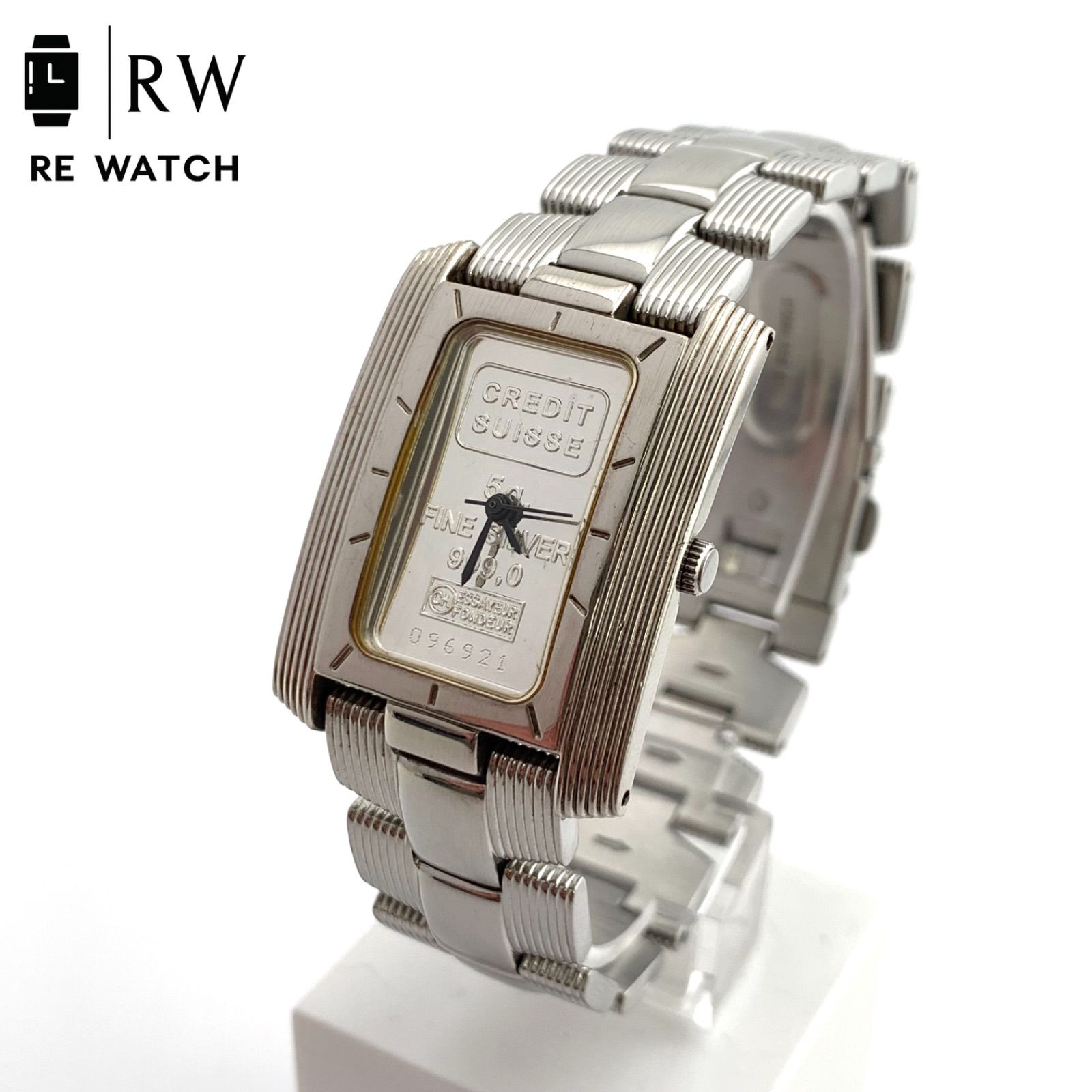 中古】CREDIT SUISSE 999,0 FINE SILVER クォーツ腕時計 シルバー 