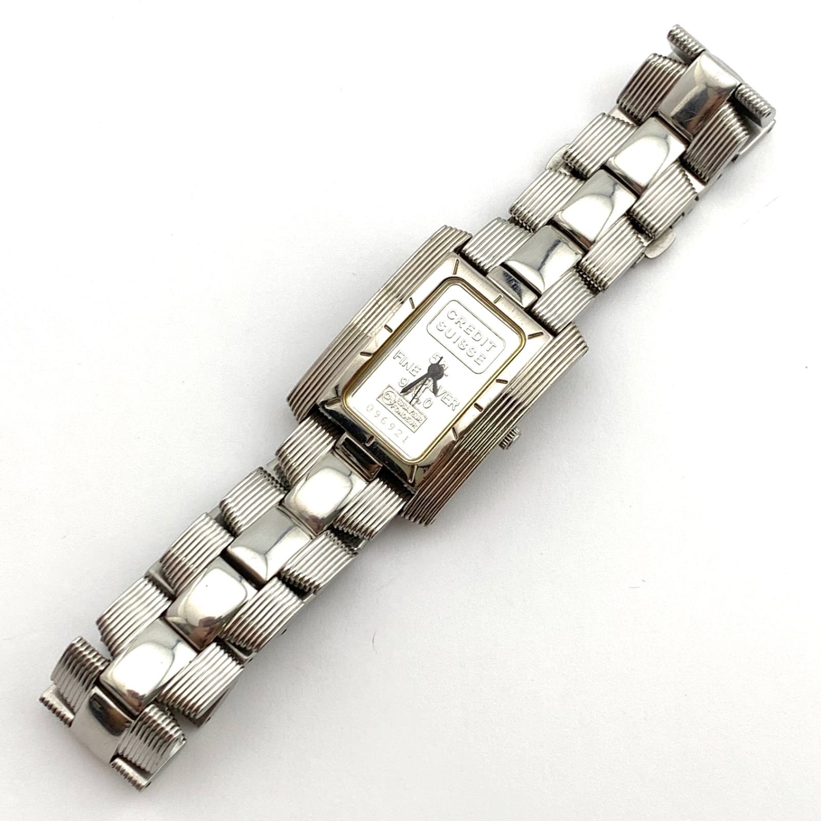 中古】CREDIT SUISSE 999,0 FINE SILVER クォーツ腕時計 シルバー 