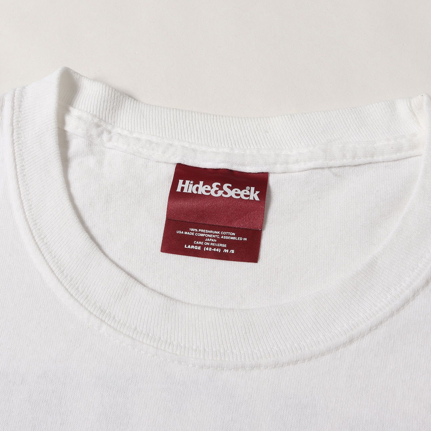 HideandSeek ハイドアンドシーク Tシャツ ホワイト 白 サイズ:L 
