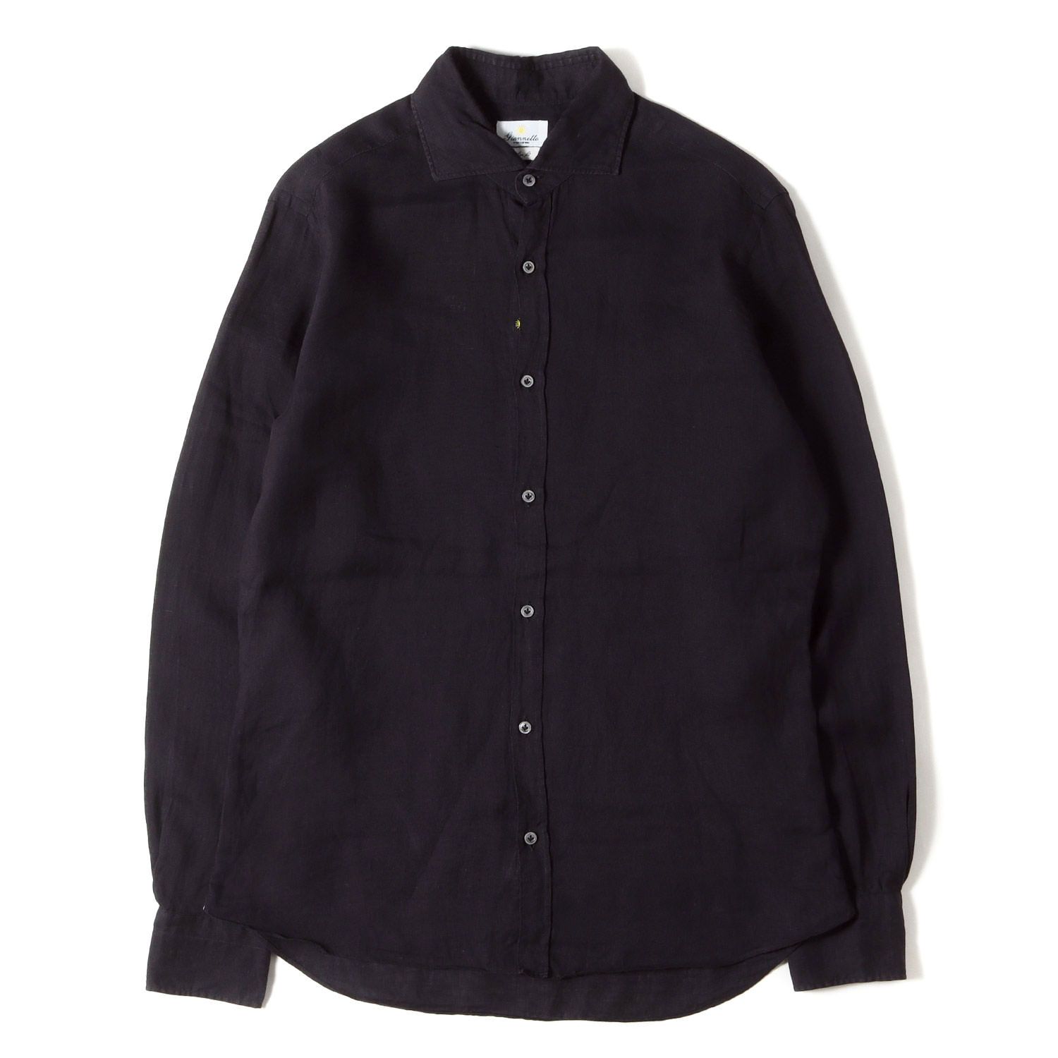 Giannetto ジャンネット ドレスシャツ 光沢黒 15 1/2-39 Giannetto ジャンネット シャツ ネイビー 紺 サイズ:15 1/2(39