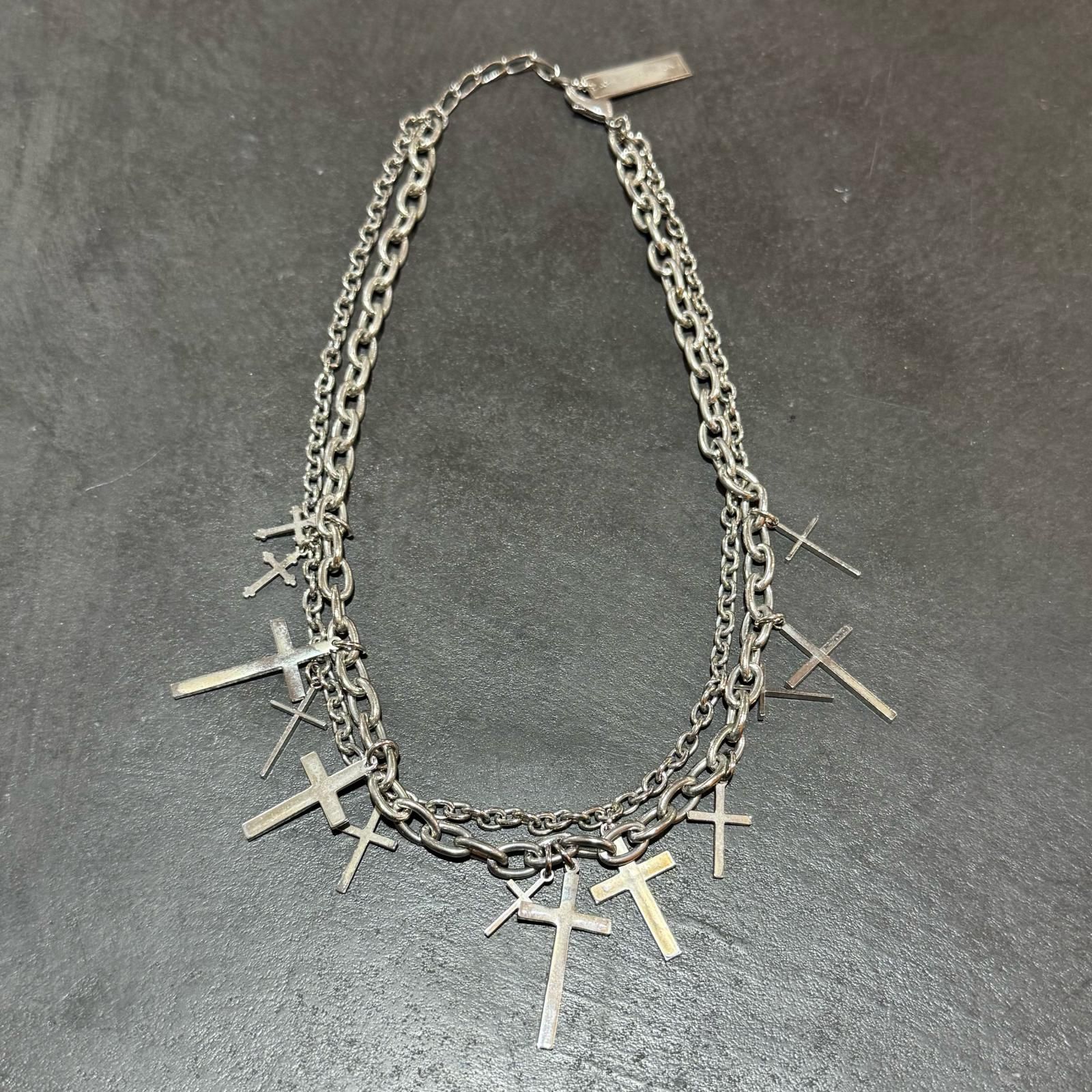 JOHN LAWRENCE SULLIVAN CROSS DOUBLE CHAIN NECKLACE クロスバブル