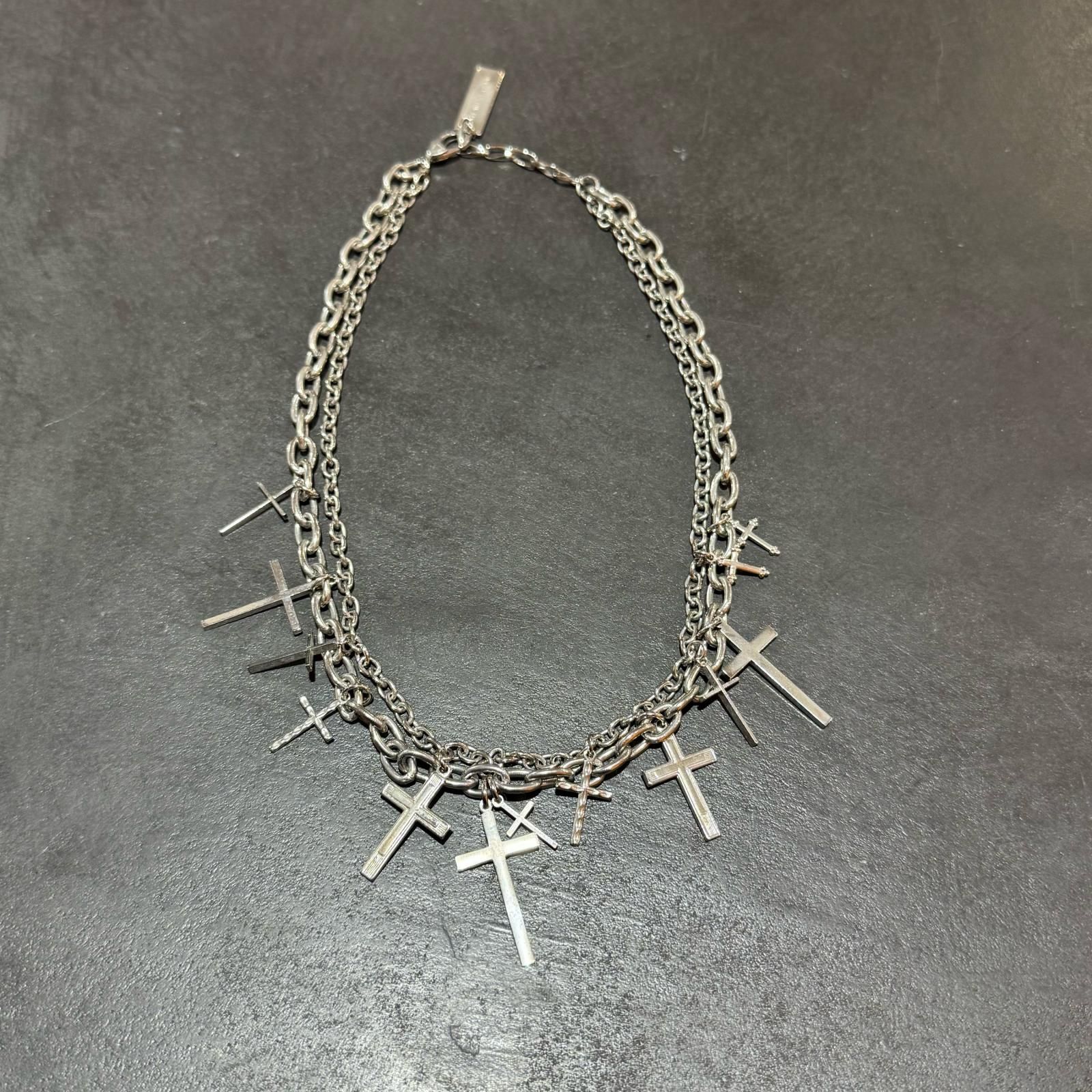 JOHN LAWRENCE SULLIVAN CROSS DOUBLE CHAIN NECKLACE クロスバブル