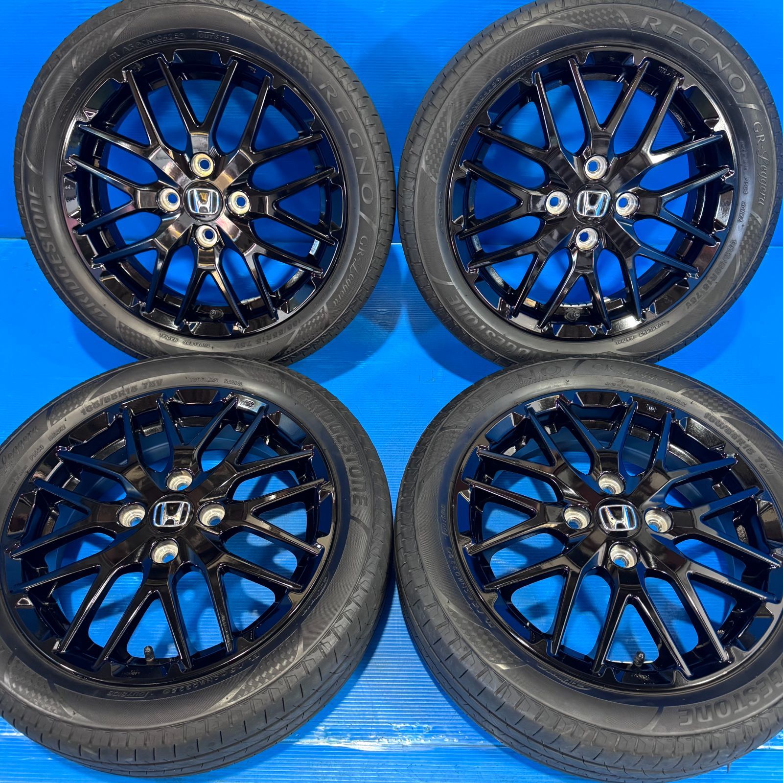 ホンダ NBOXカスタム 165/55 15インチ純正ホイールタイヤ4本セット {季節}