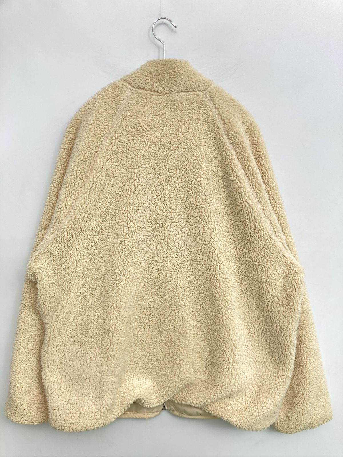 GAP ギャップ ブルゾン M アイボリー ボア 無地 ワンポイント ブランドロゴ ミドル丈 フードなし ジップアップ