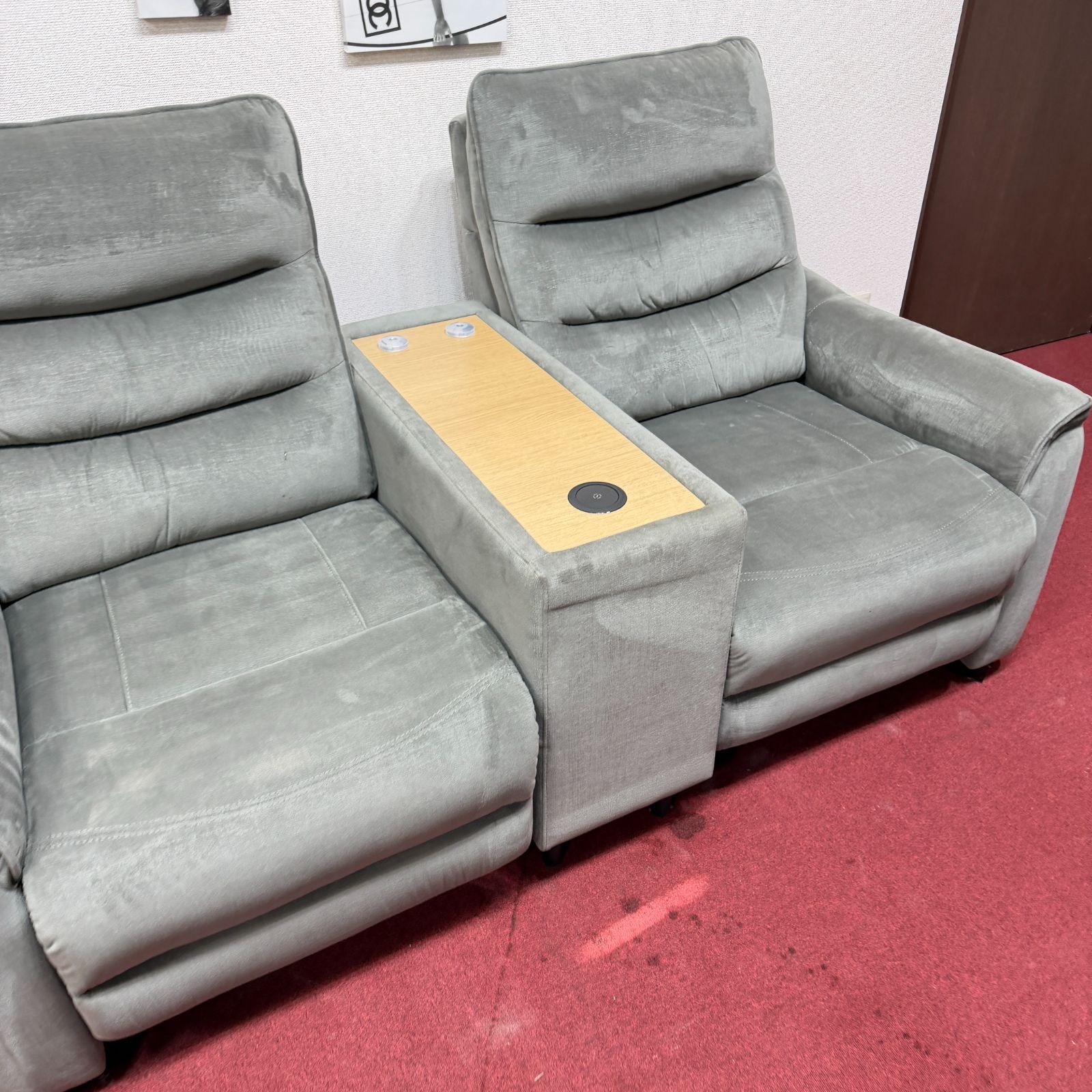 2人用リクライニングソファー 充電ポート付