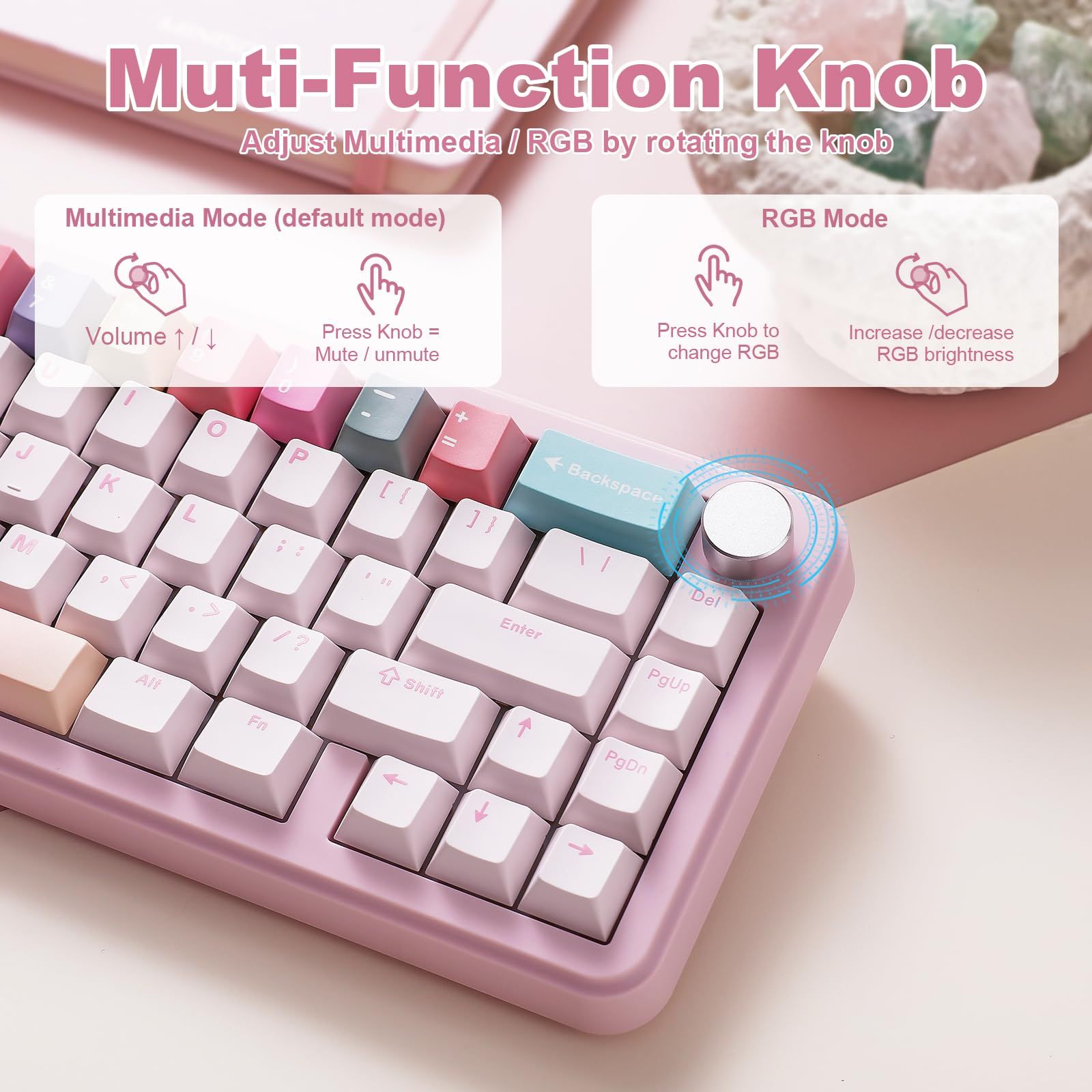 Yunzii ゲーミングキーボードピンク YUNZII B87 ワイヤレスメカニカル