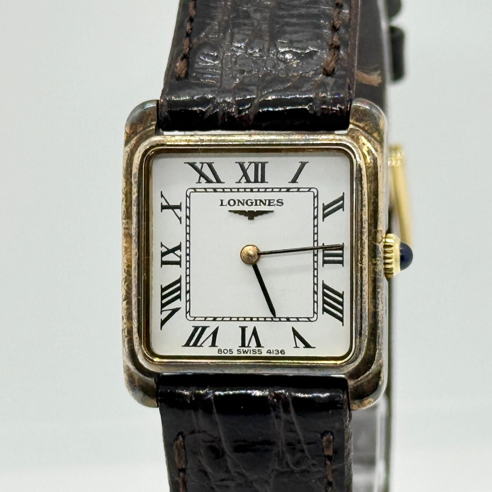 LONGINES ロンジン スクエア 18405333 ホワイト 手巻き メンズ 腕時計 