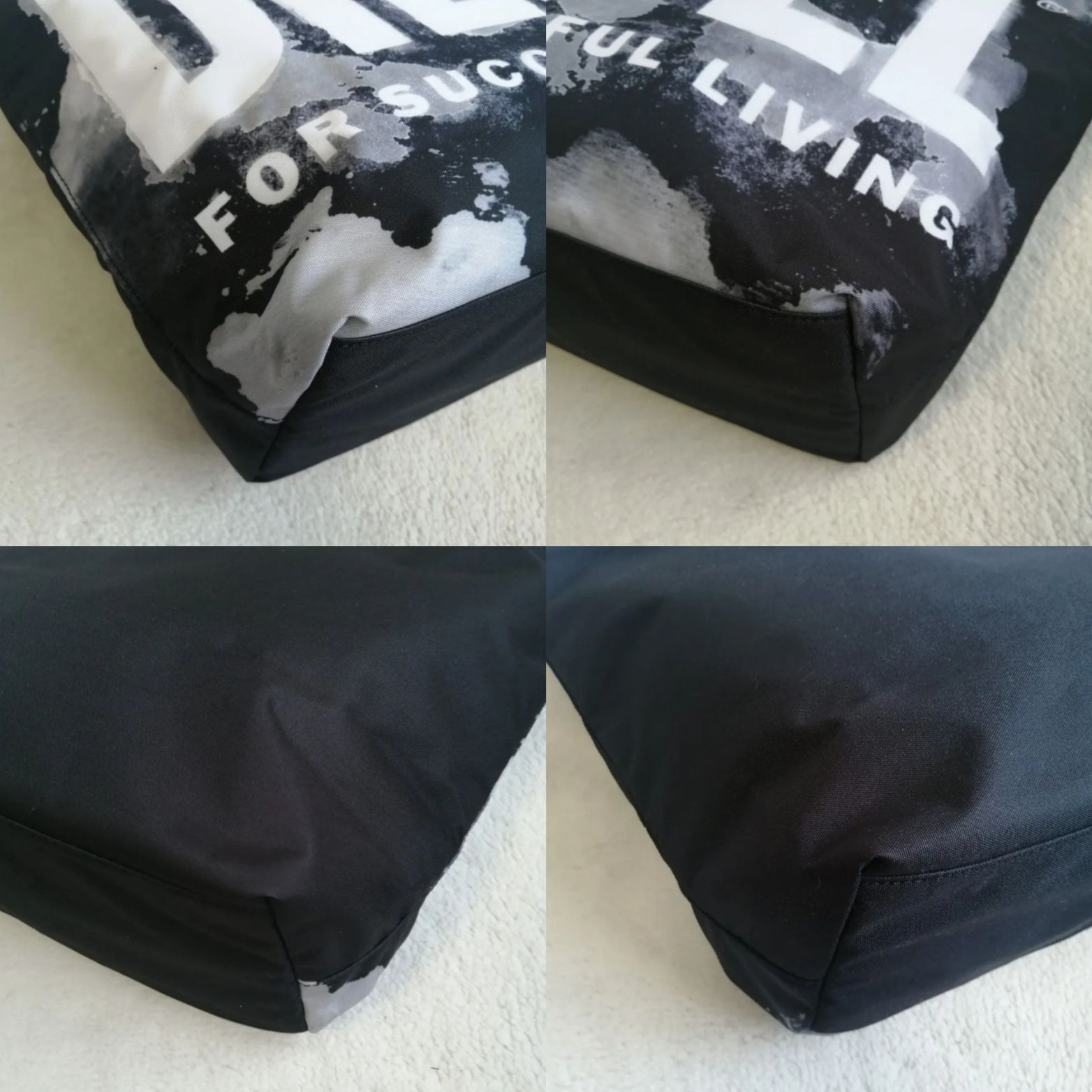 未使用タグ付☆ディーゼル トートバッグ ロゴペイント 肩掛け ブラック