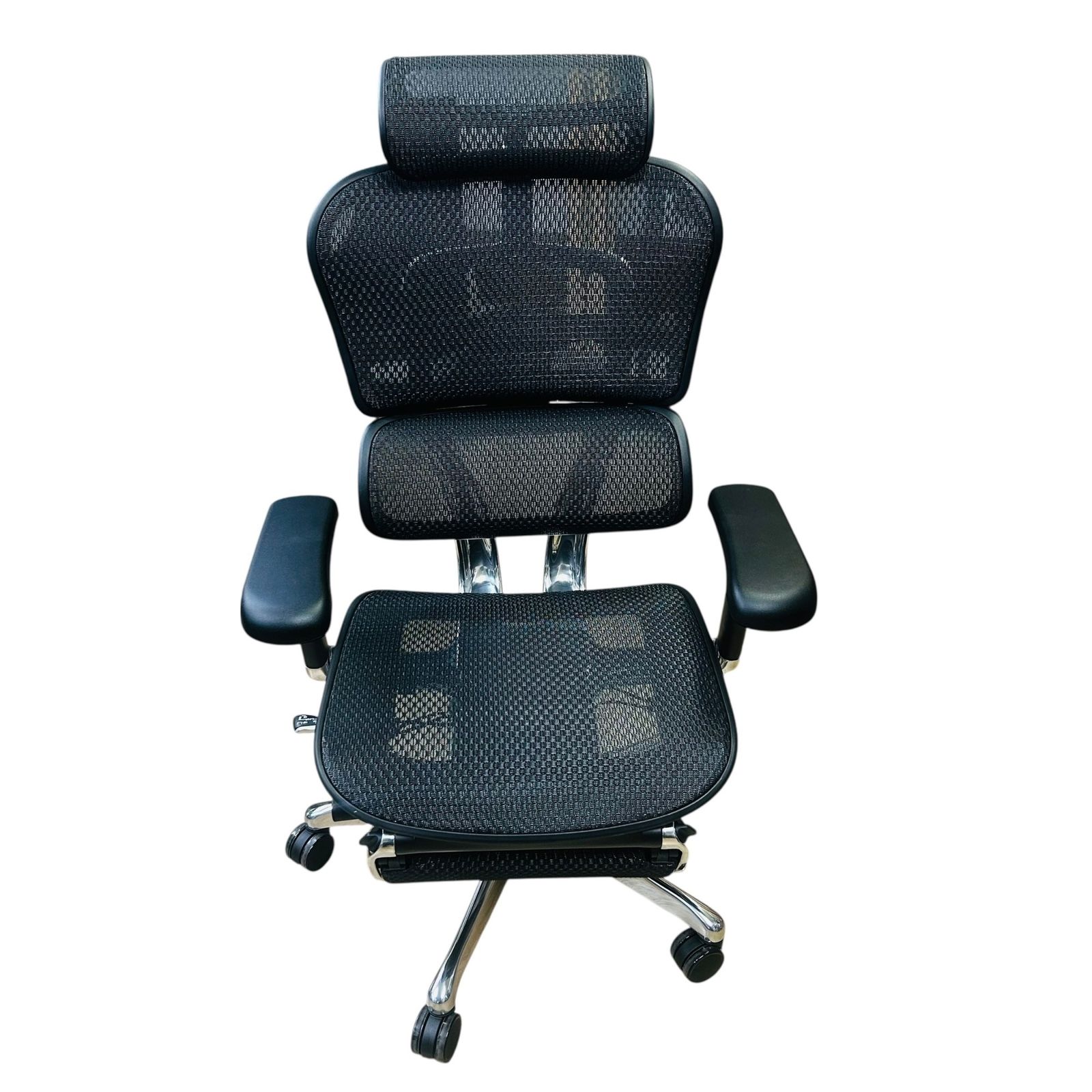 ▲ エルゴヒューマンプロ2 Ergohuman Pro 2 オットマン内蔵型 DR 高機能オフィスチェア メッシュ ブラック 人間工学設計 可動アーム 昇降リクライニング機能付き2338514 2 338 514