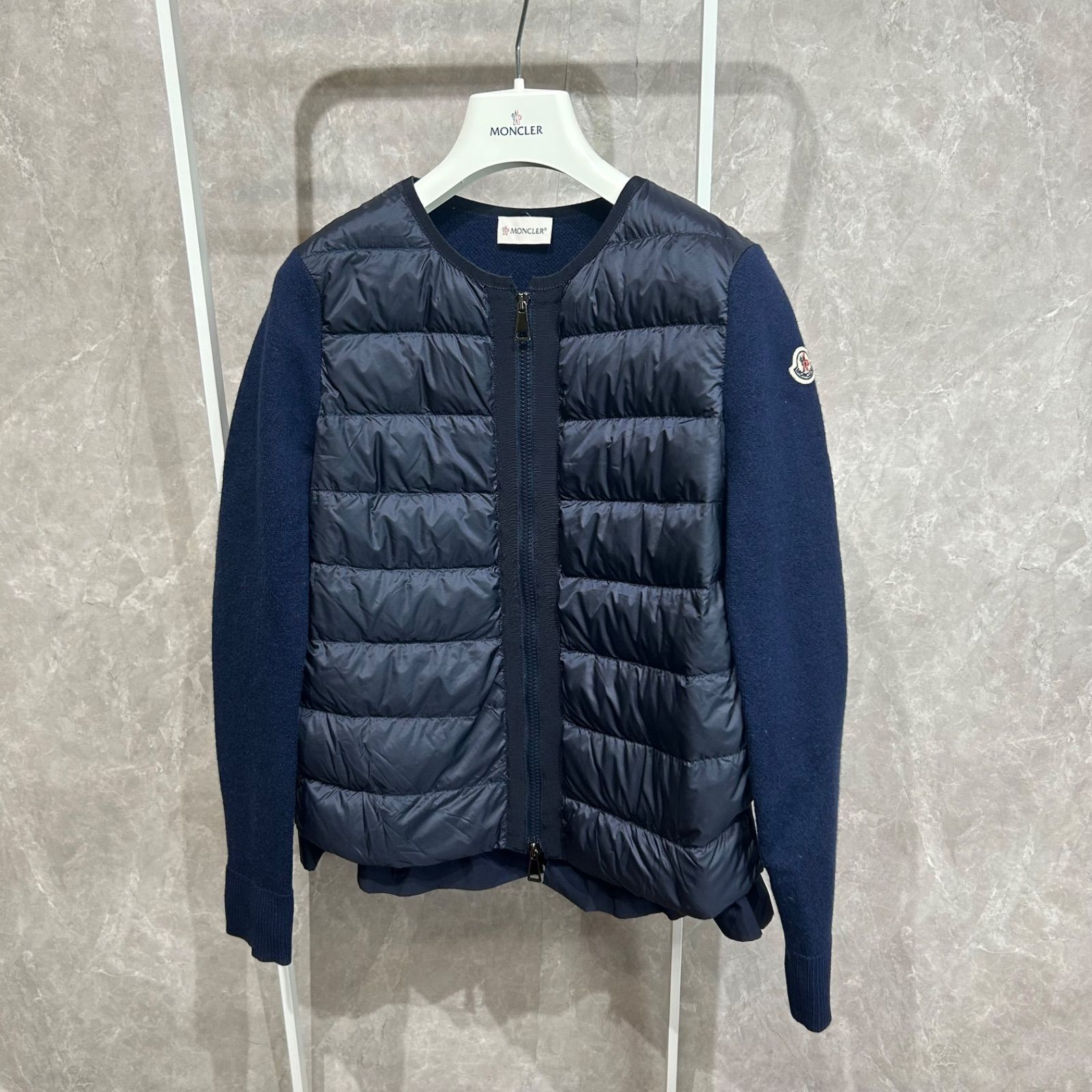 MONCLER モンクレール ダウンジャケット ニット切り替えネイビー MONCLER モンクレール ダウンジャケット ニット切り替えネイビー