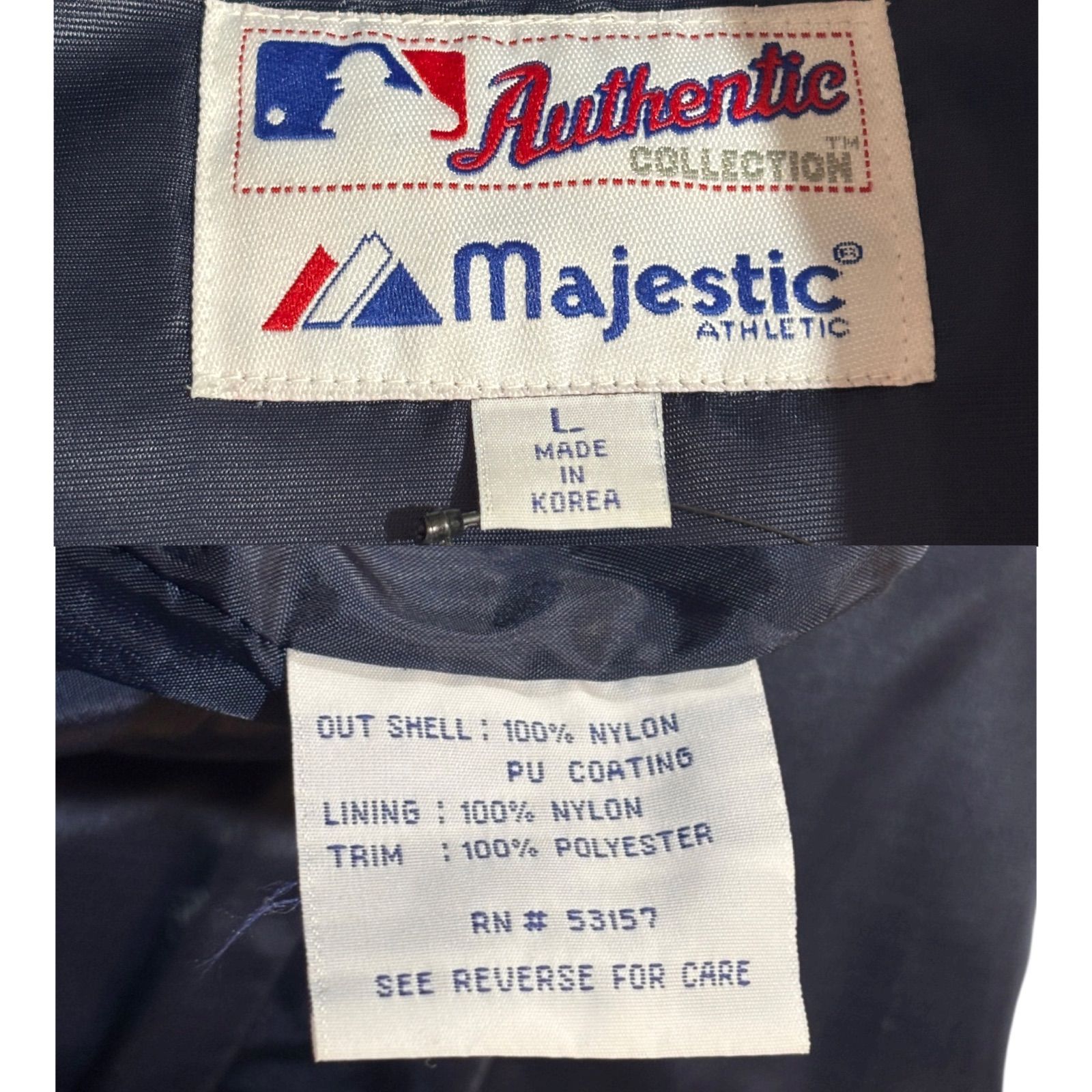 00s Majestic ”NY YANKEES” Nylon Varsity JKT 紺 L マジェスティック 