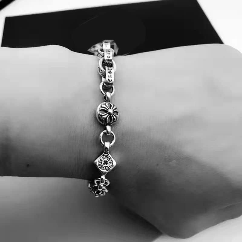 925スターリングシルバークラスプメンズパンクチェーンブレスレット