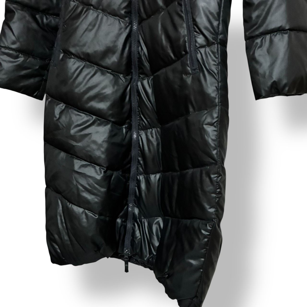 adidas ブラック ダウンコート フード付き O（XL） 美品】adidas アディダス ロングダウンコート ブラック 黒 フード付き