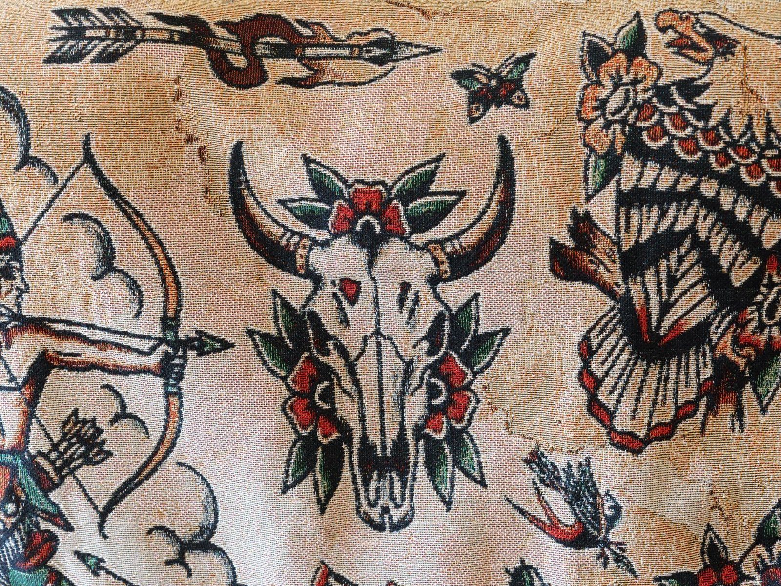 American Traditional tattoo design ジャガード織 ラグ ブランケット