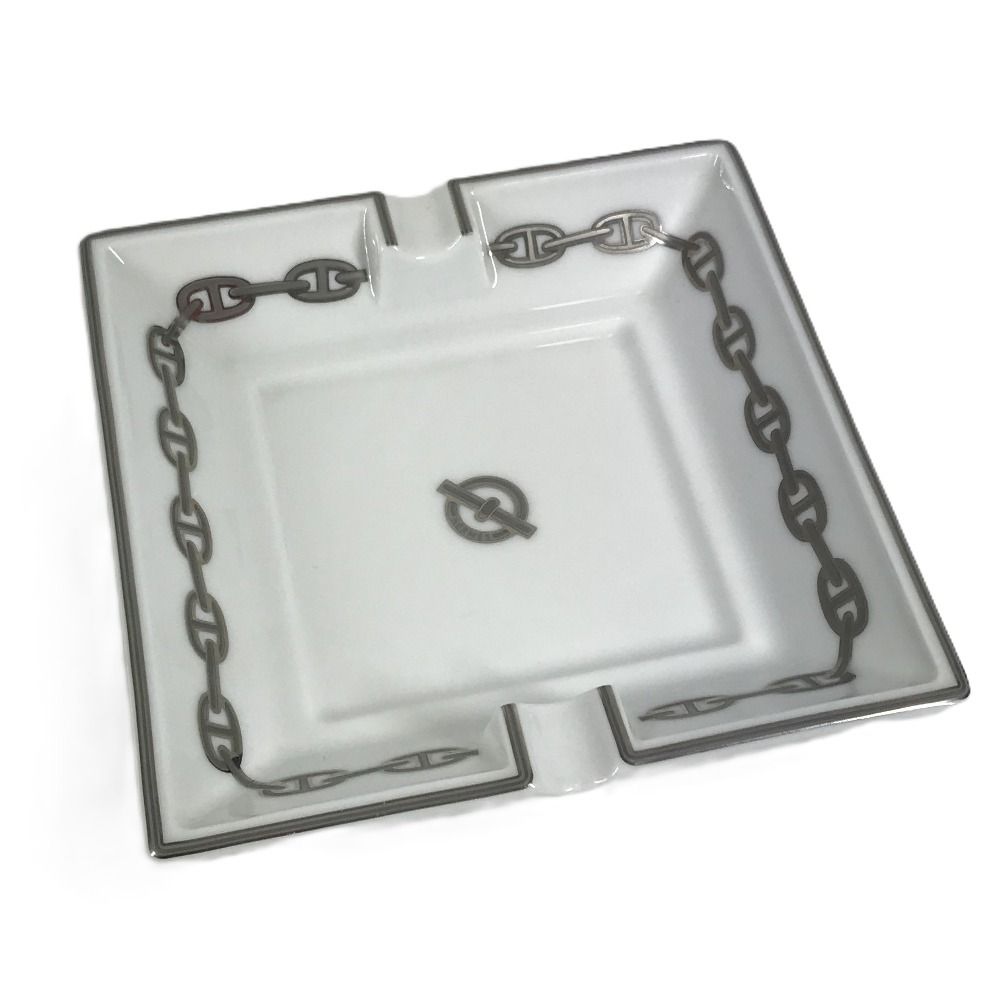 HERMES エルメス 灰皿 シェーヌダンクル ロゴ 陶器 ホワイト - メルカリ