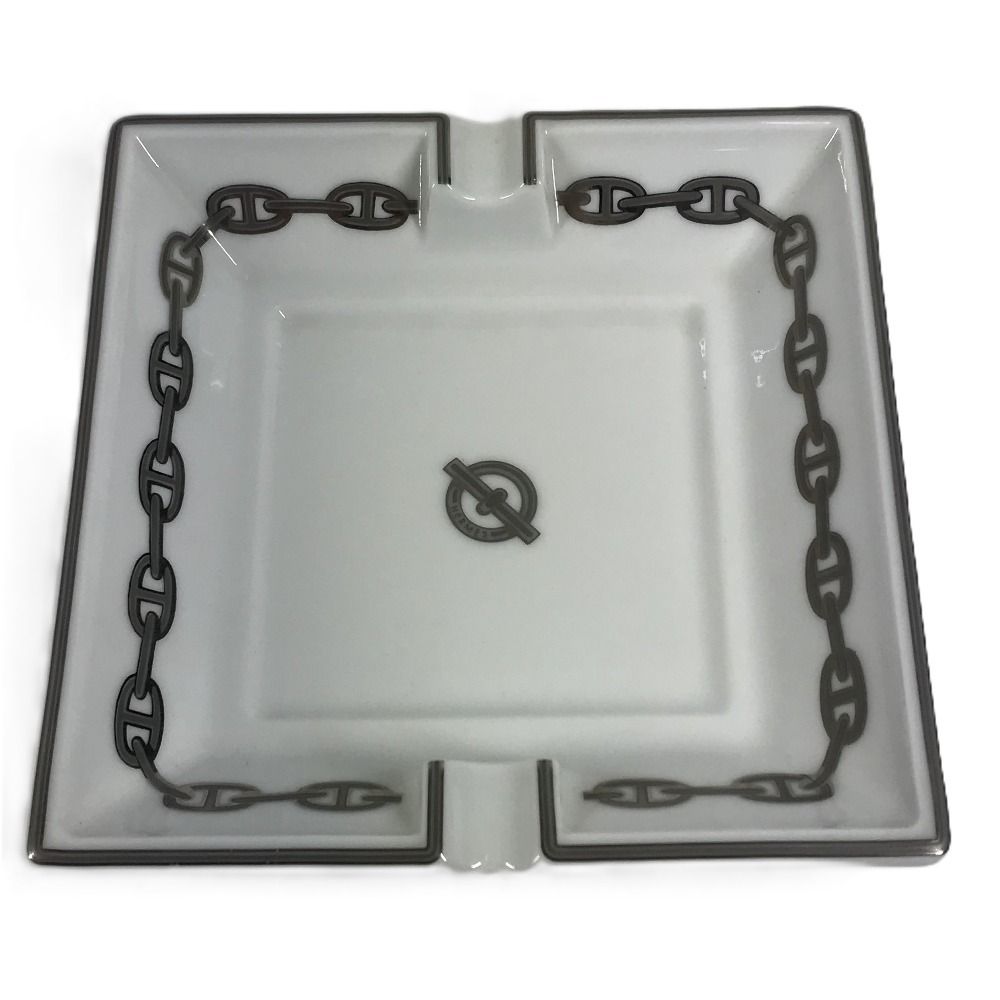 HERMES エルメス 灰皿 シェーヌダンクル ロゴ 陶器 ホワイト - メルカリ