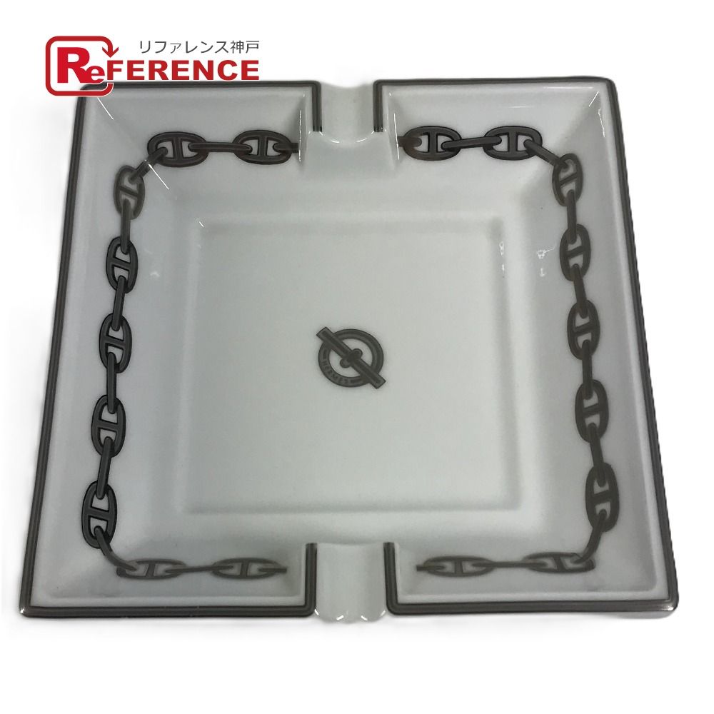 HERMES エルメス 灰皿 シェーヌダンクル ロゴ 陶器 ホワイト - メルカリ