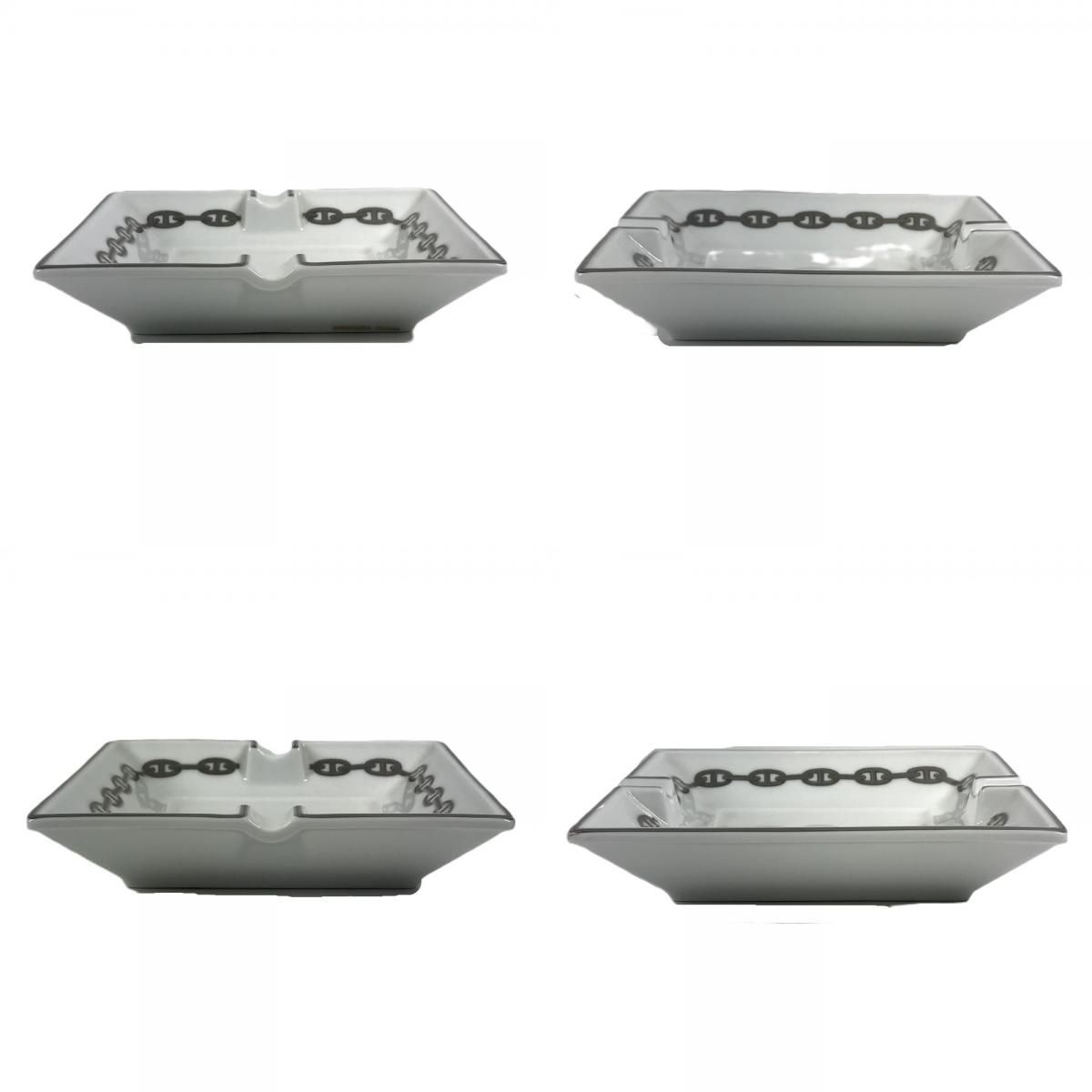 HERMES エルメス 灰皿 シェーヌダンクル ロゴ 陶器 ホワイト - メルカリ