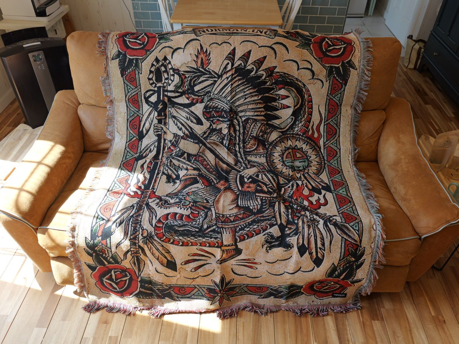 ジャガード織り　ブランケット　ラグ　タペストリー　アメトラ　アメリカン　タトゥー American Traditional tattoo design ジャガード織 ラグ ブランケット