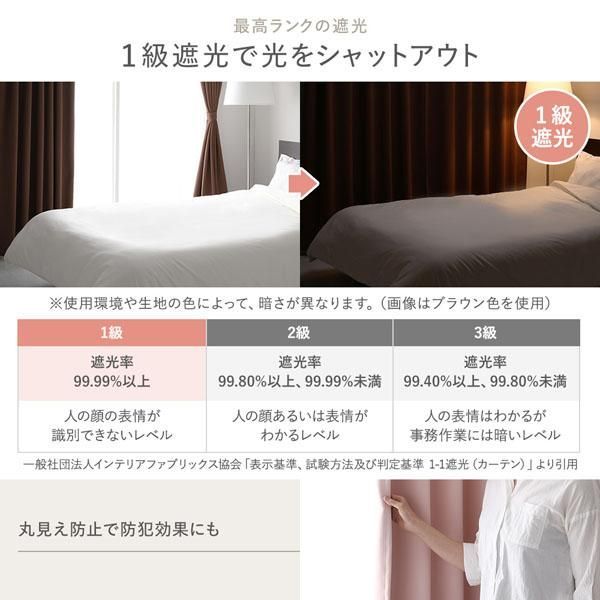 カーテン 形状記憶加工 1級遮光 防炎 ドレープカーテン 単品 幅200×丈100cm 1枚入 ストロベリーミルク 洗える 無地 日本製 受注生産 ベージュ 遮光 1級 防炎加工（防炎ラベル付き） 幅