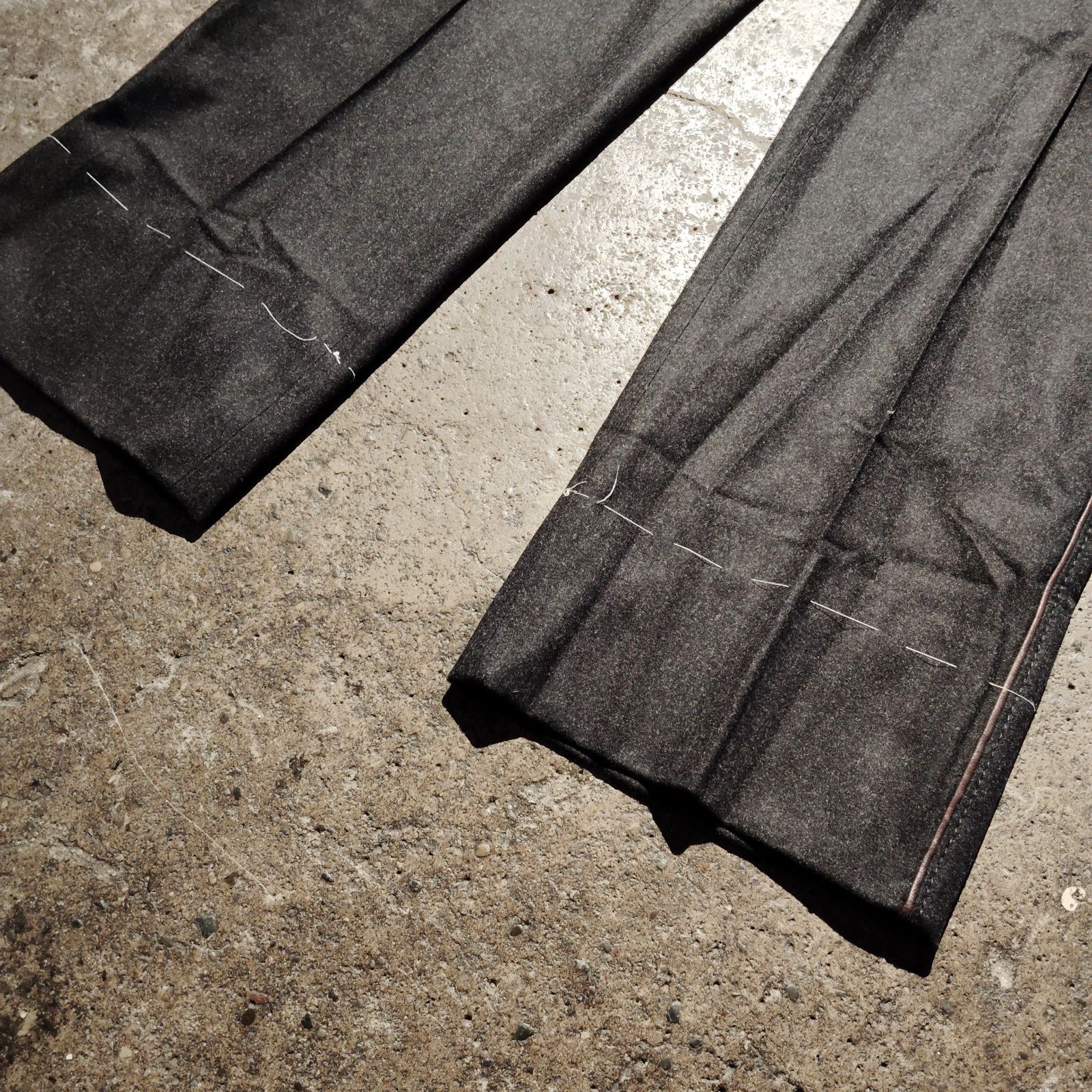 RALPH LAUREN PURPLE LABEL レザー切替 パイピング ウール スラックス