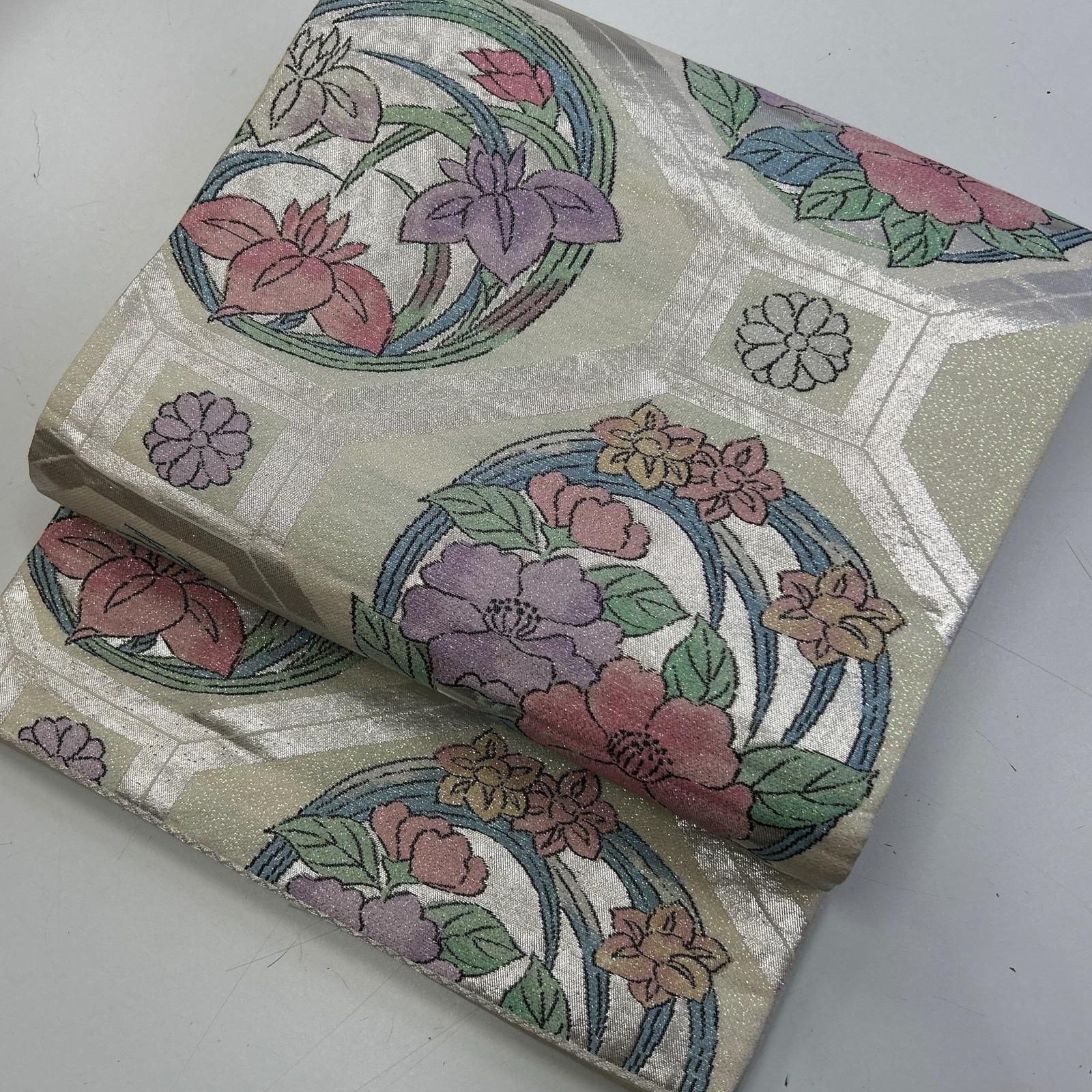 袋帯 正絹 宝相華 煌めく花草 六通 MA-4190 - メルカリ