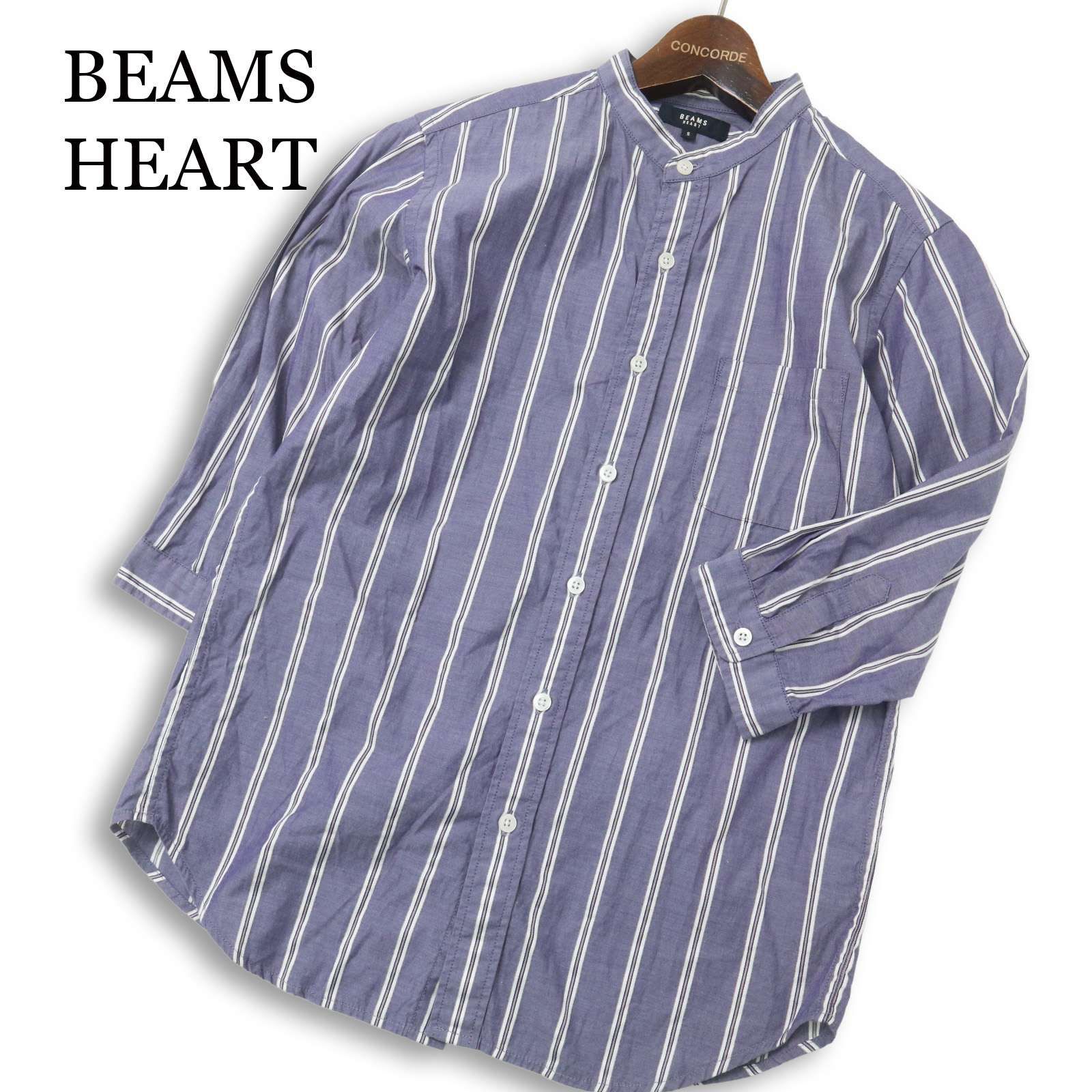 BEAMS HEART ビームス ハート 春夏☆ 7分袖 ストライプ バンドカラー 