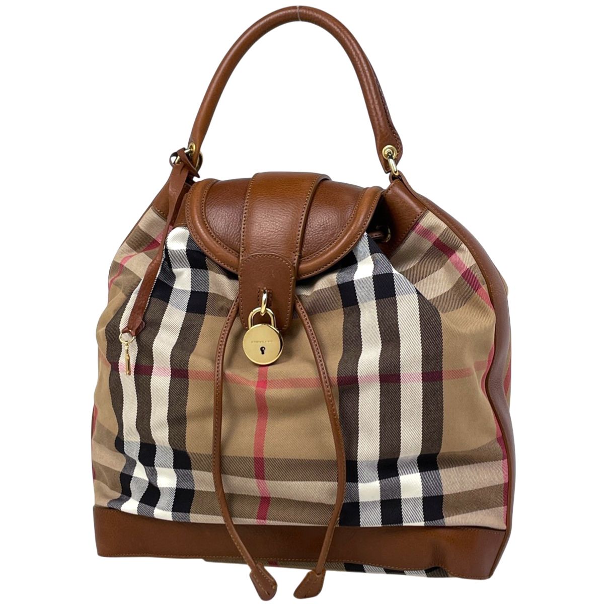 バーバリープローサム ハンドバッグ ベージュ×ブラウン BURBERRY 