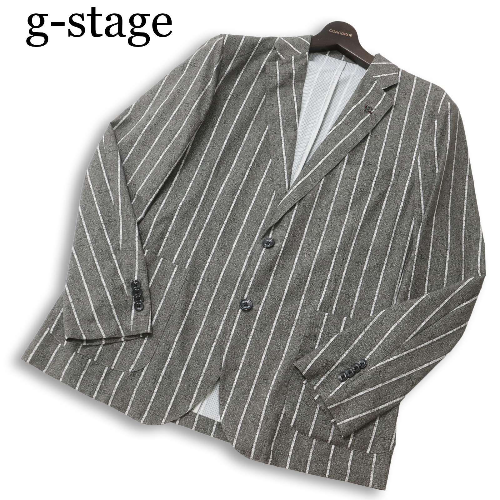 美品】g-stage ジーステージ 春夏☆ ストライプ アンコン テーラード 