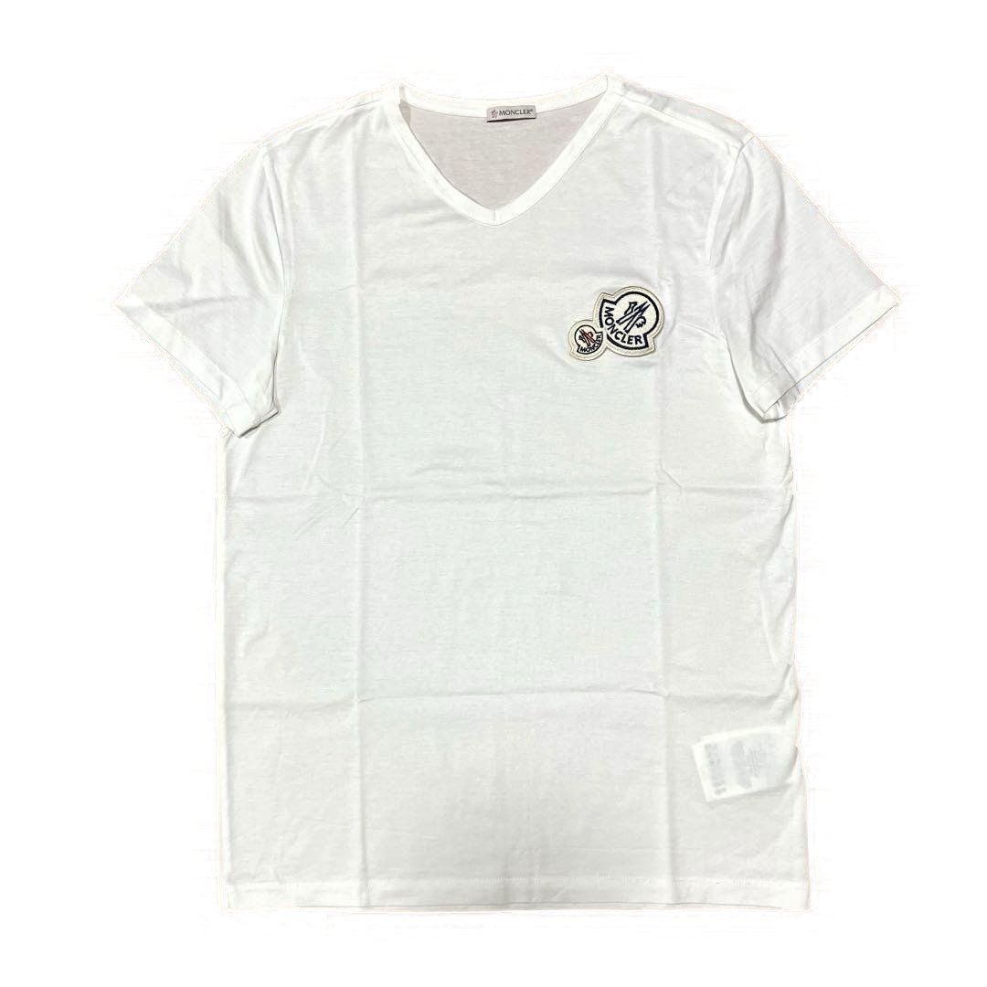 MONCLER ホワイト Tシャツ ロゴワッペン ダブルロゴ S - メルカリ