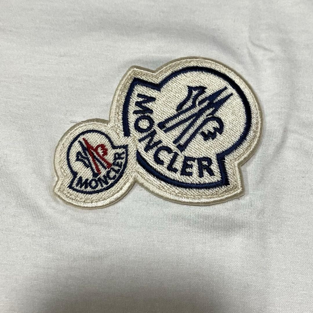MONCLER ホワイト Tシャツ ロゴワッペン ダブルロゴ S - メルカリ